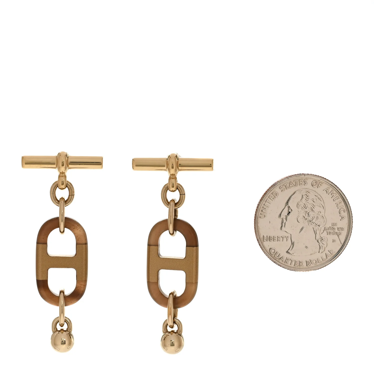 Lacquered Horn Permabrass Small Sur Mer Drop Earrings Gold Black - Image 2