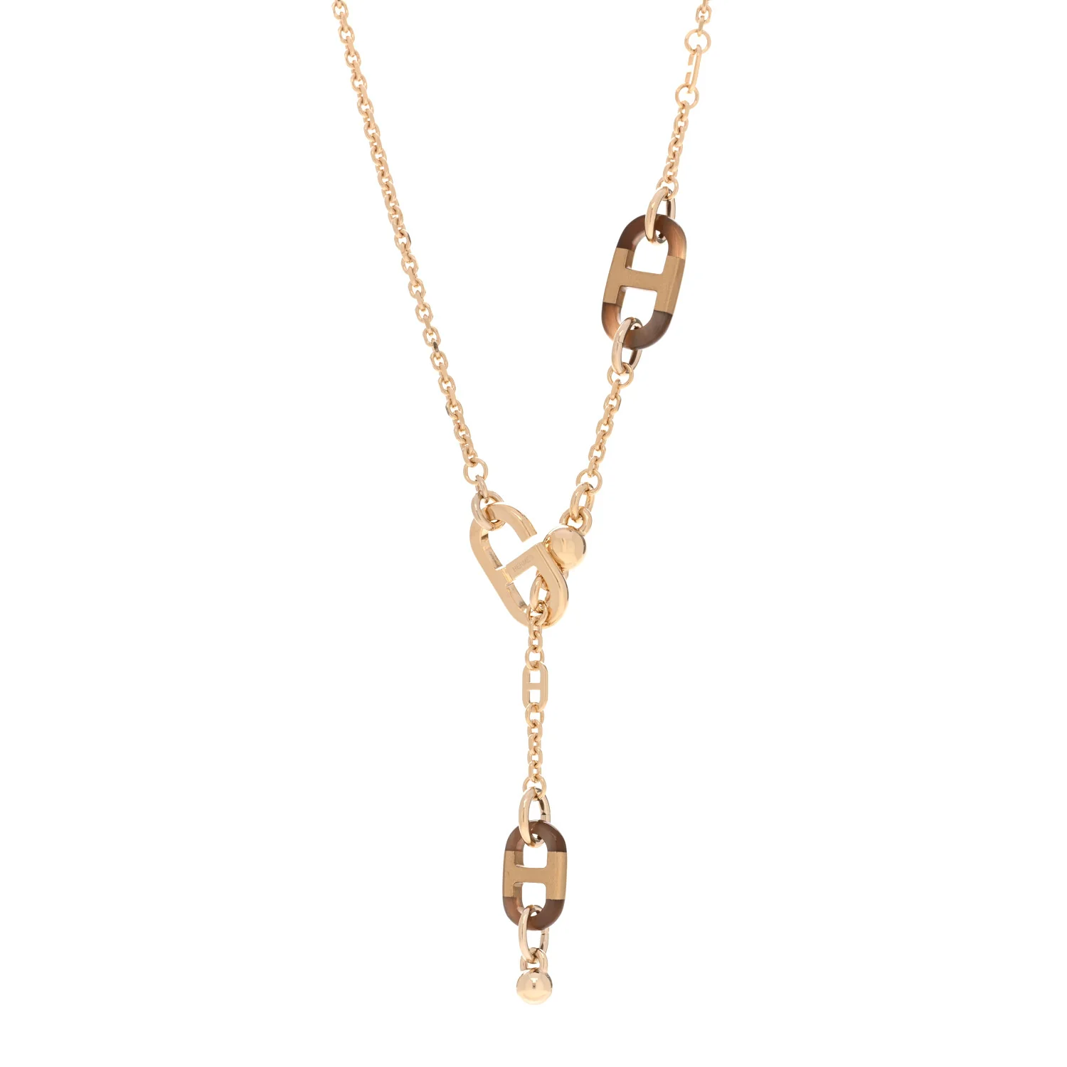Lacquered Horn Permabrass Sur Mer Necklace Small Model Gold Black - Image 4