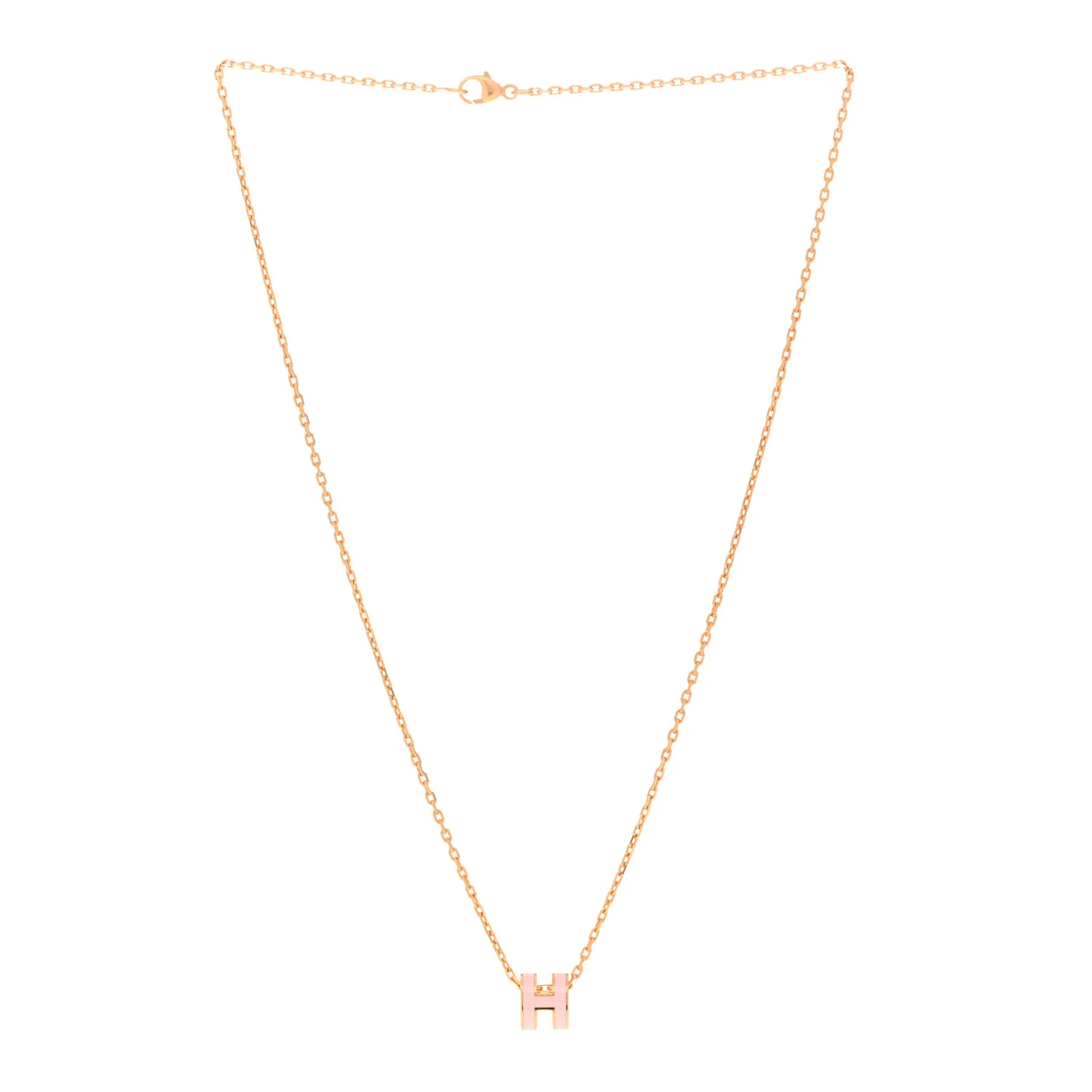 Lacquered Rose Gold Mini Pop H Pendant Necklace Rose Dragee