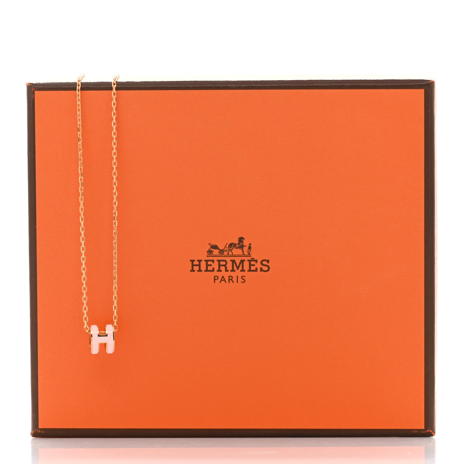 Lacquered Rose Gold Mini Pop H Pendant Necklace Rose Dragee - Image 7