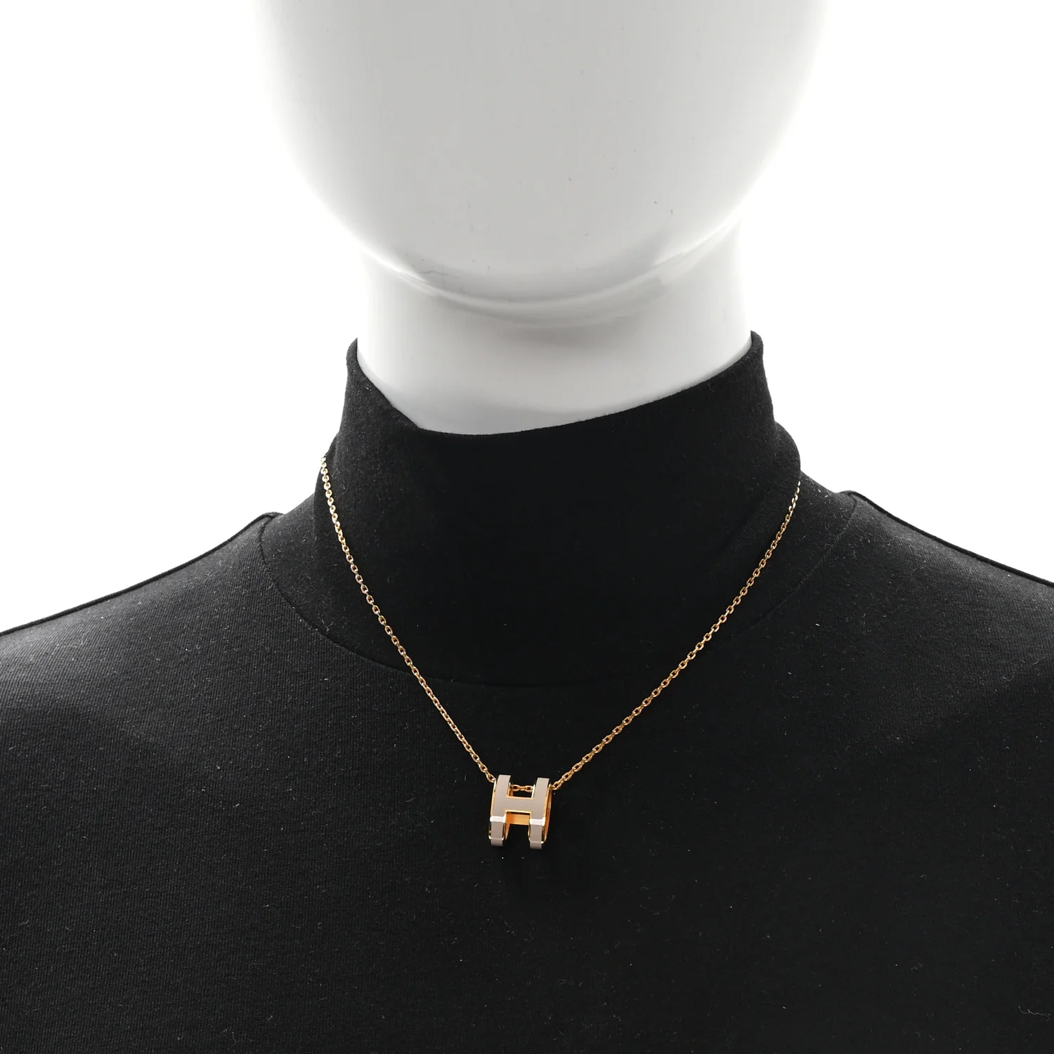 Lacquered Rose Gold Pop H Pendant Necklace Marron Glace - Image 2