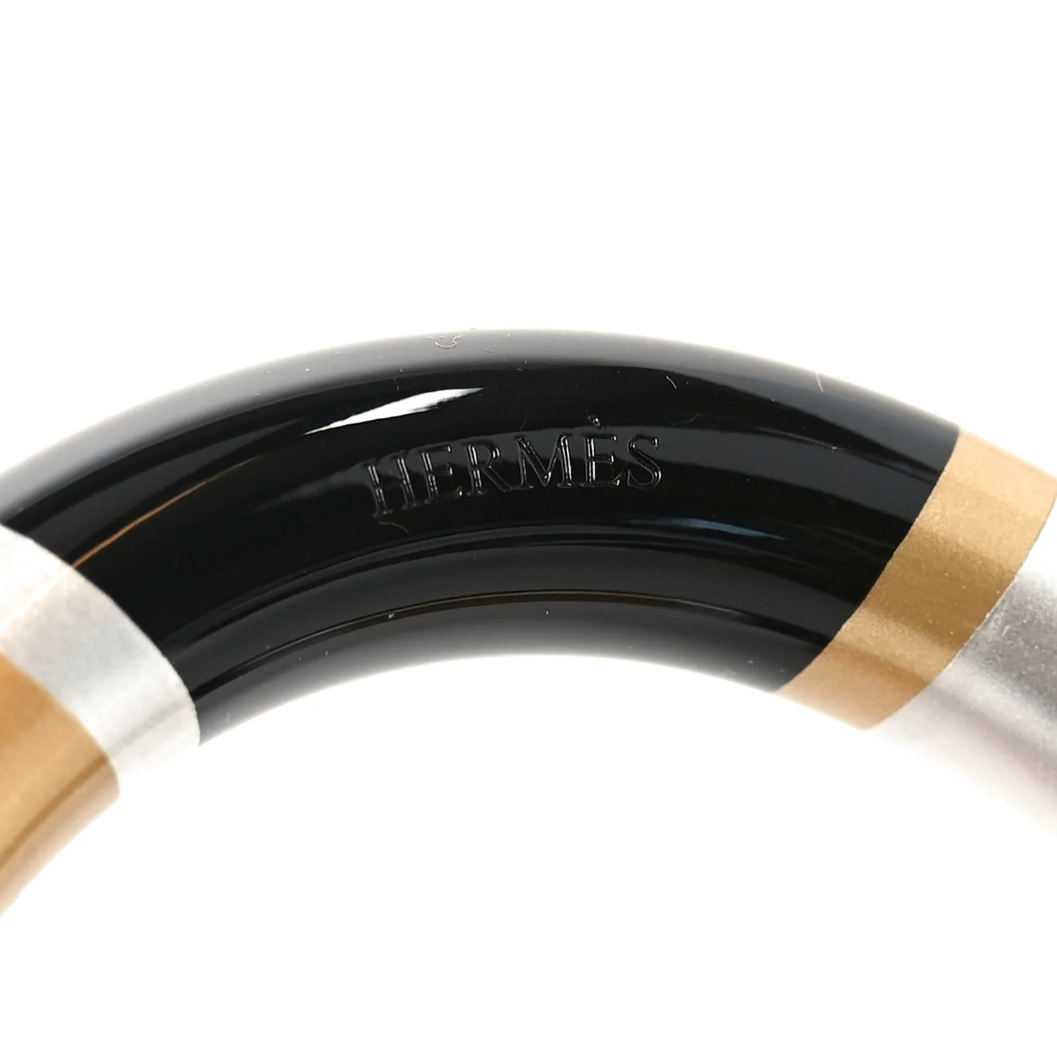 Lacquered Wood H Equipe GM Bangle Bracelet Black - Image 4