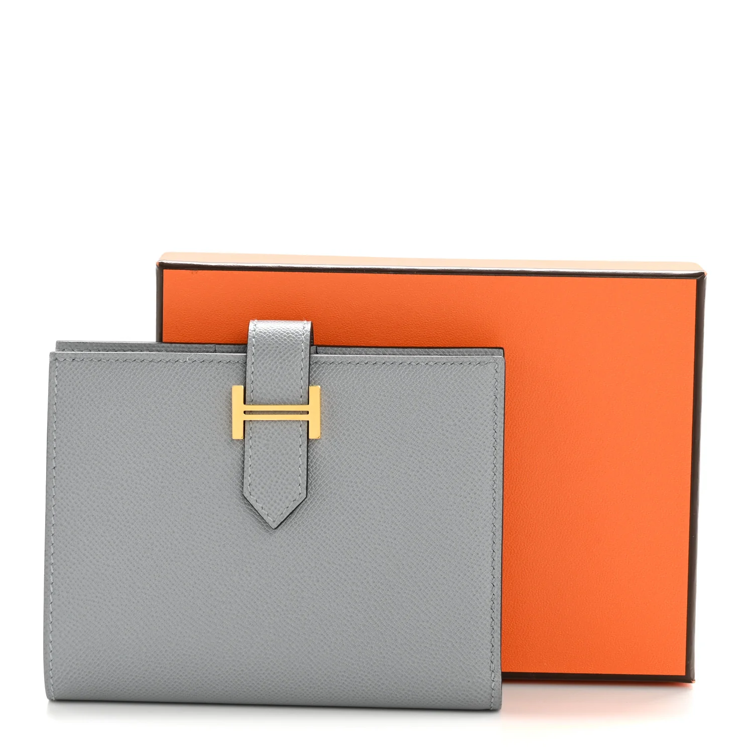 Madame Calfskin Bearn Compact Wallet Gris Pantin - Image 10