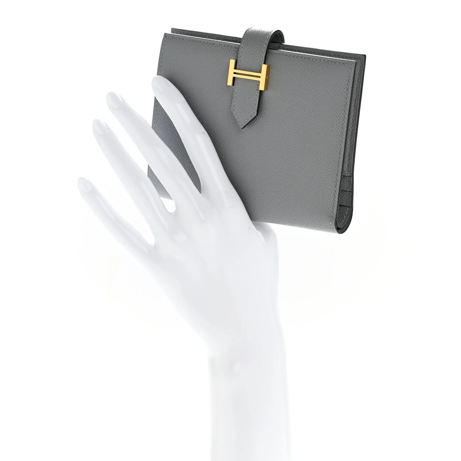 Madame Calfskin Bearn Compact Wallet Gris Pantin - Image 2
