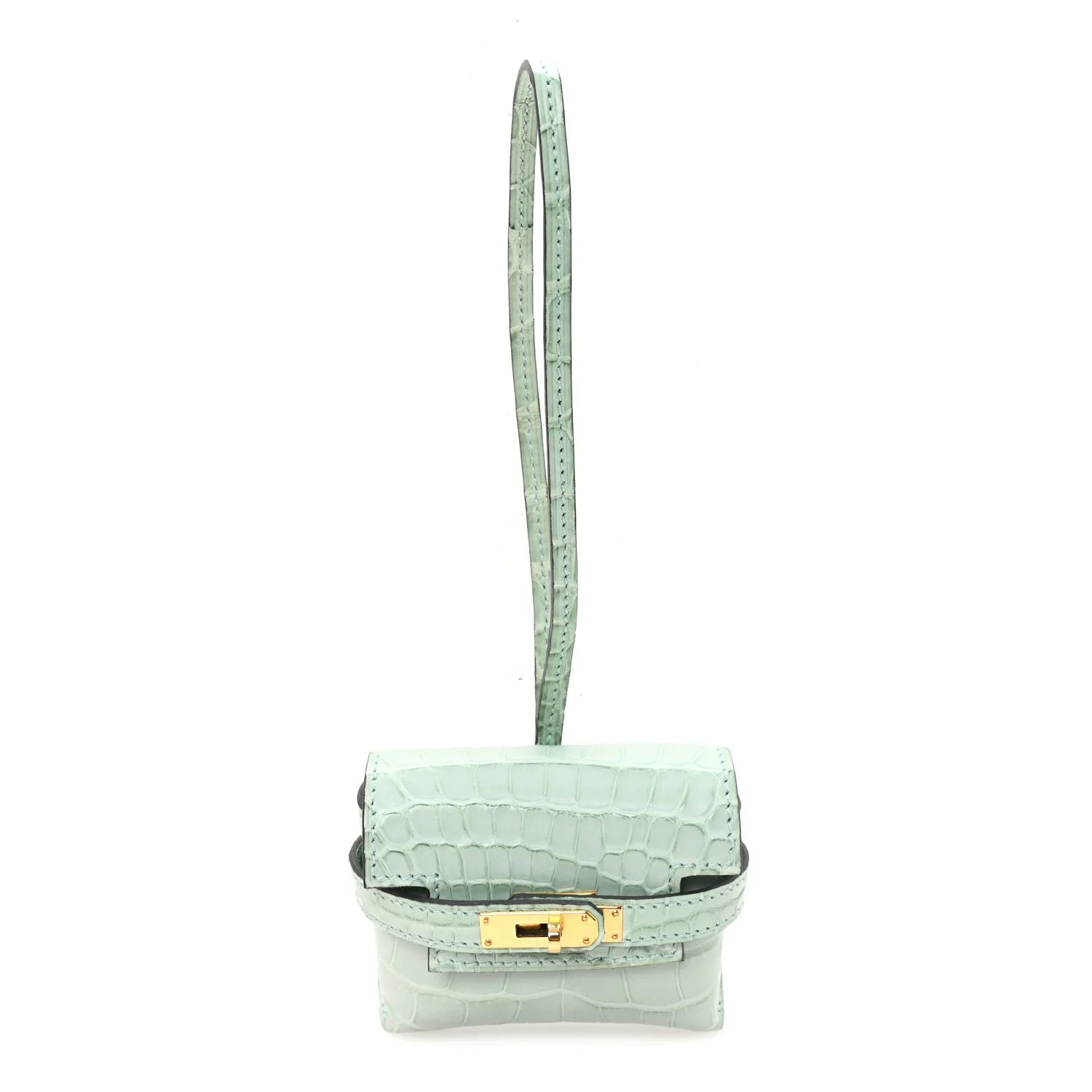 Matte Alligator Festival Kelly Bag Charm Vert D'eau