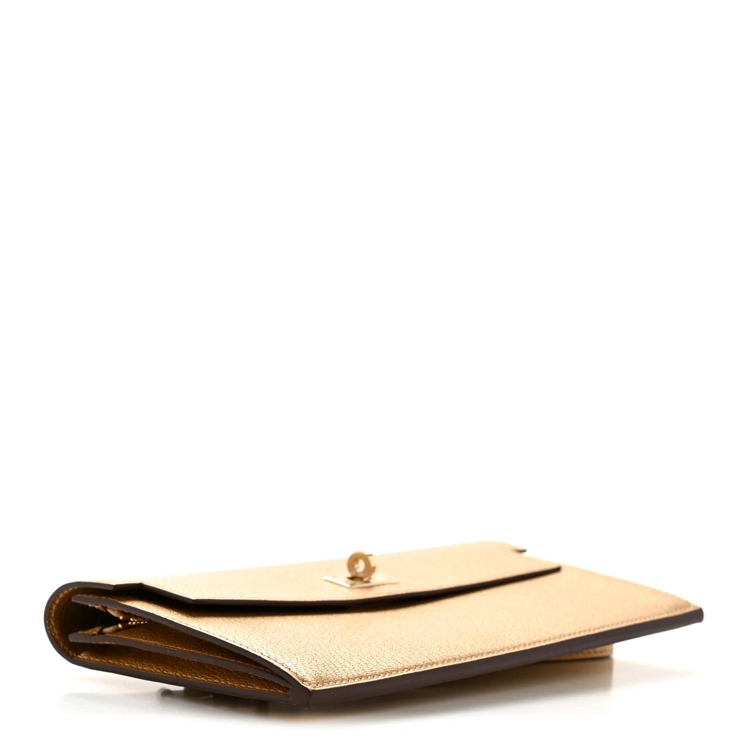 Metallic Chevre Chamkilight Kelly Pocket Long Wallet Dore - Image 4