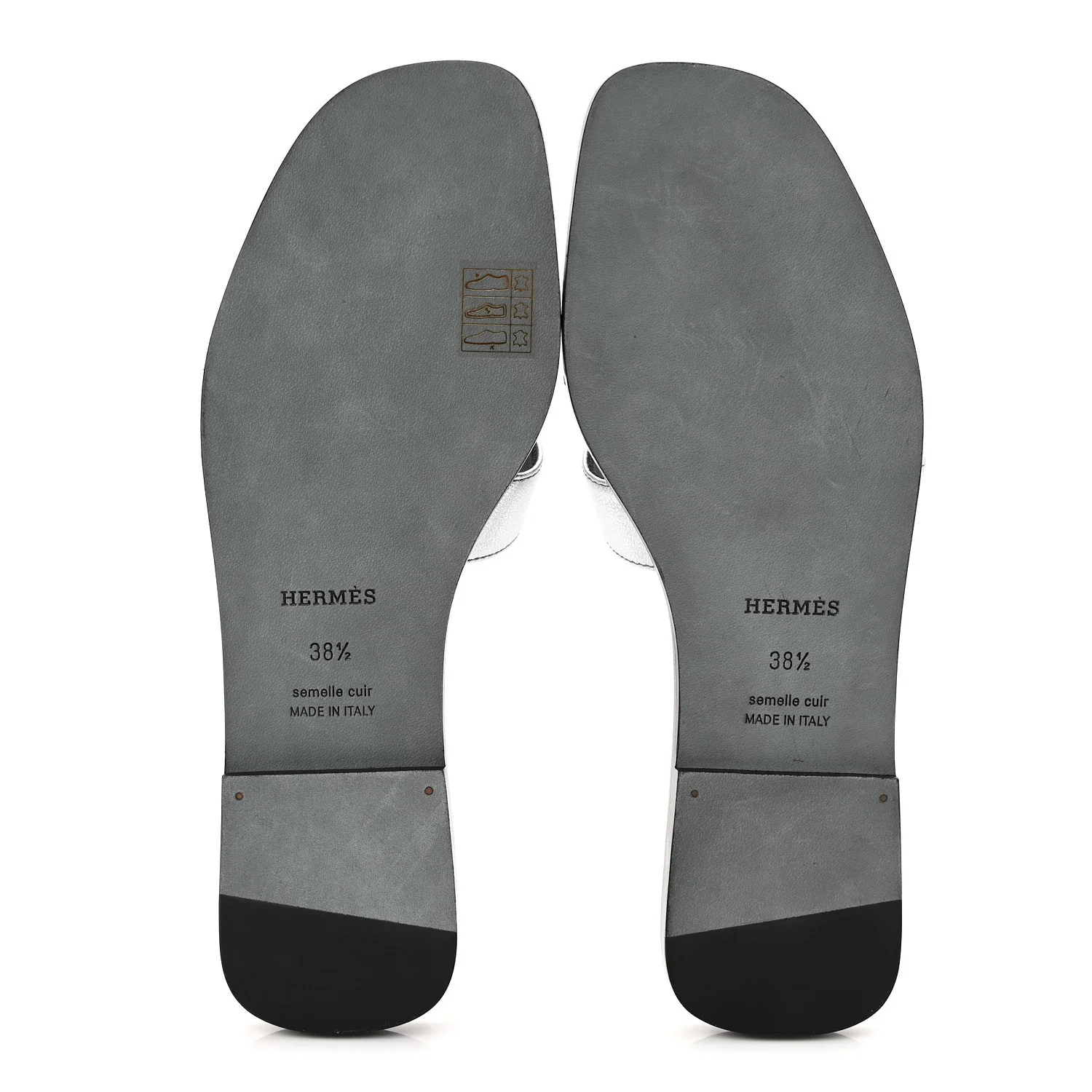 Metallic Chevre Oran Sandals 38.5 Gris Argente - Image 6