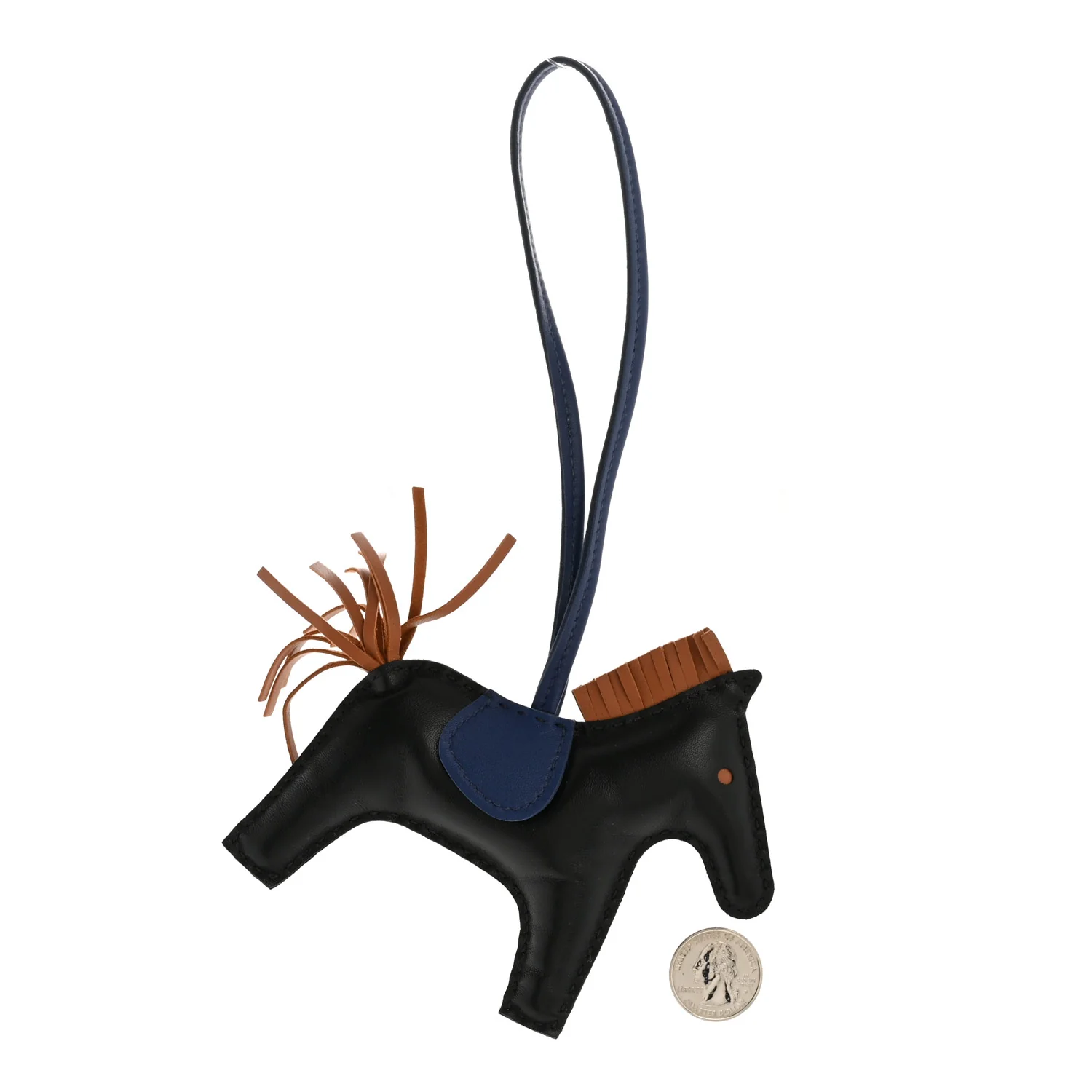 Milo Lambskin Grigri Rodeo Horse Bag Charm MM Black Blue Saphir Gold - Image 2