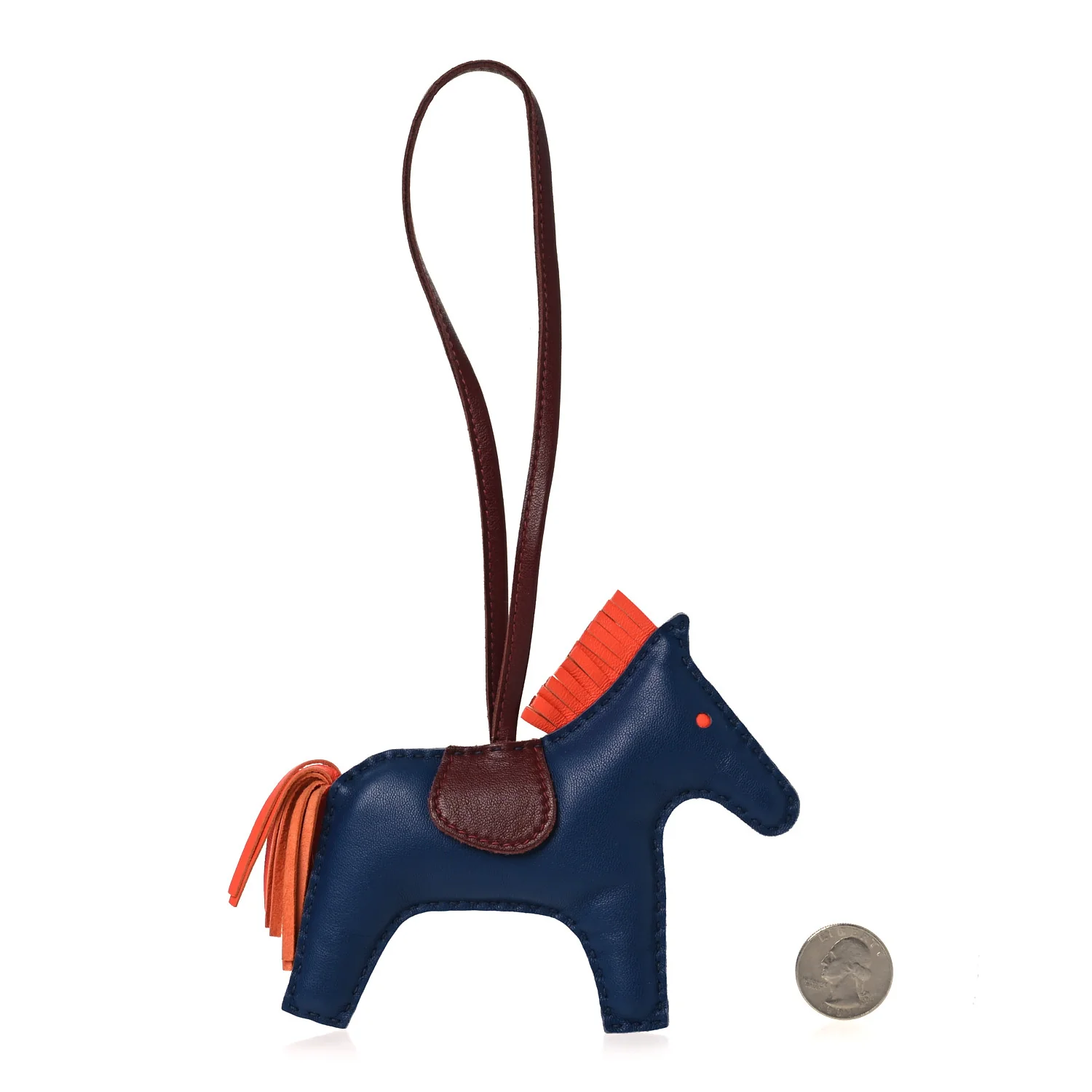 Milo Lambskin Grigri Rodeo Horse Bag Charm MM Bleu De Malte Rouge H Orange Poppy - Image 2