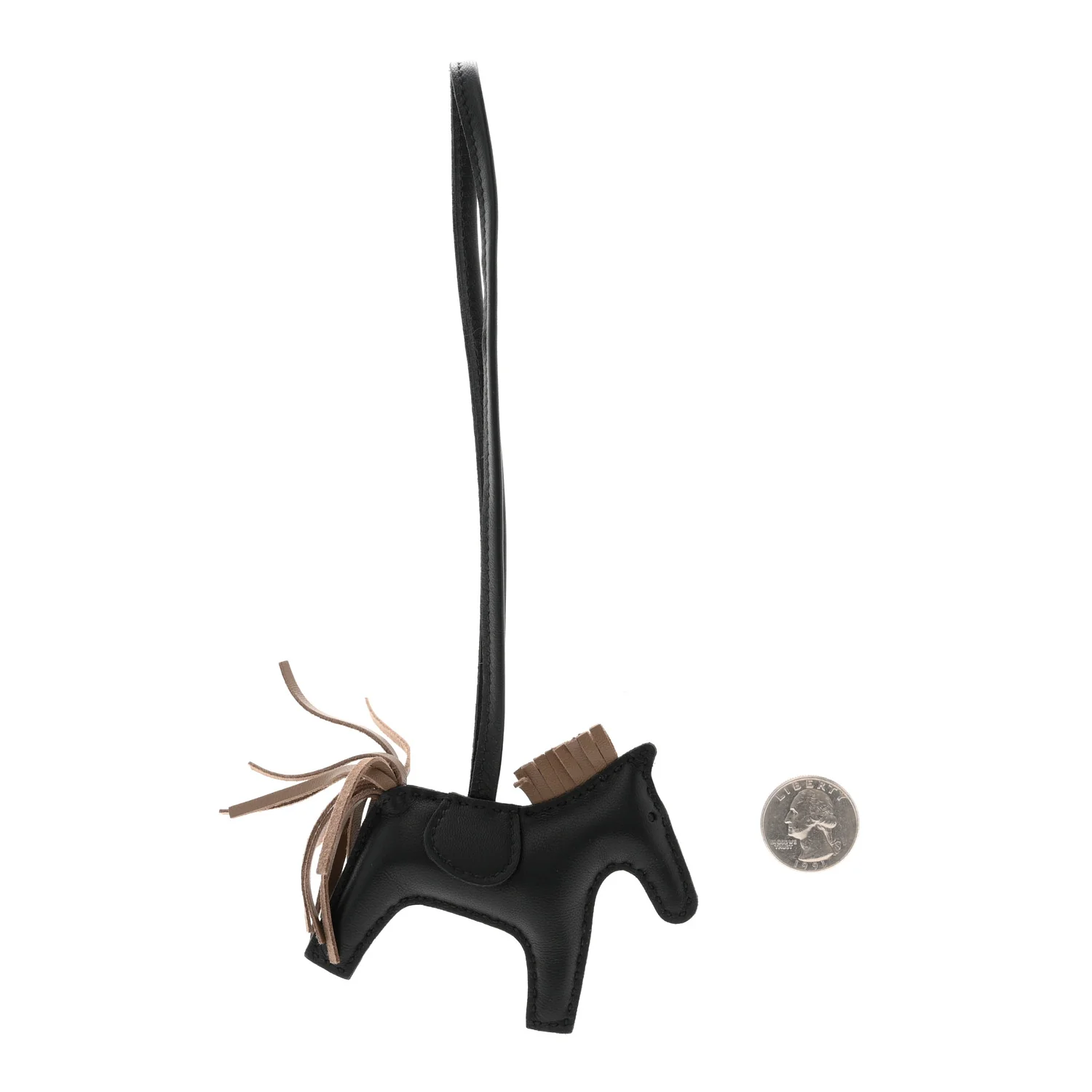 Milo Lambskin Grigri Rodeo Horse Bag Charm PM Black Etoupe - Image 2