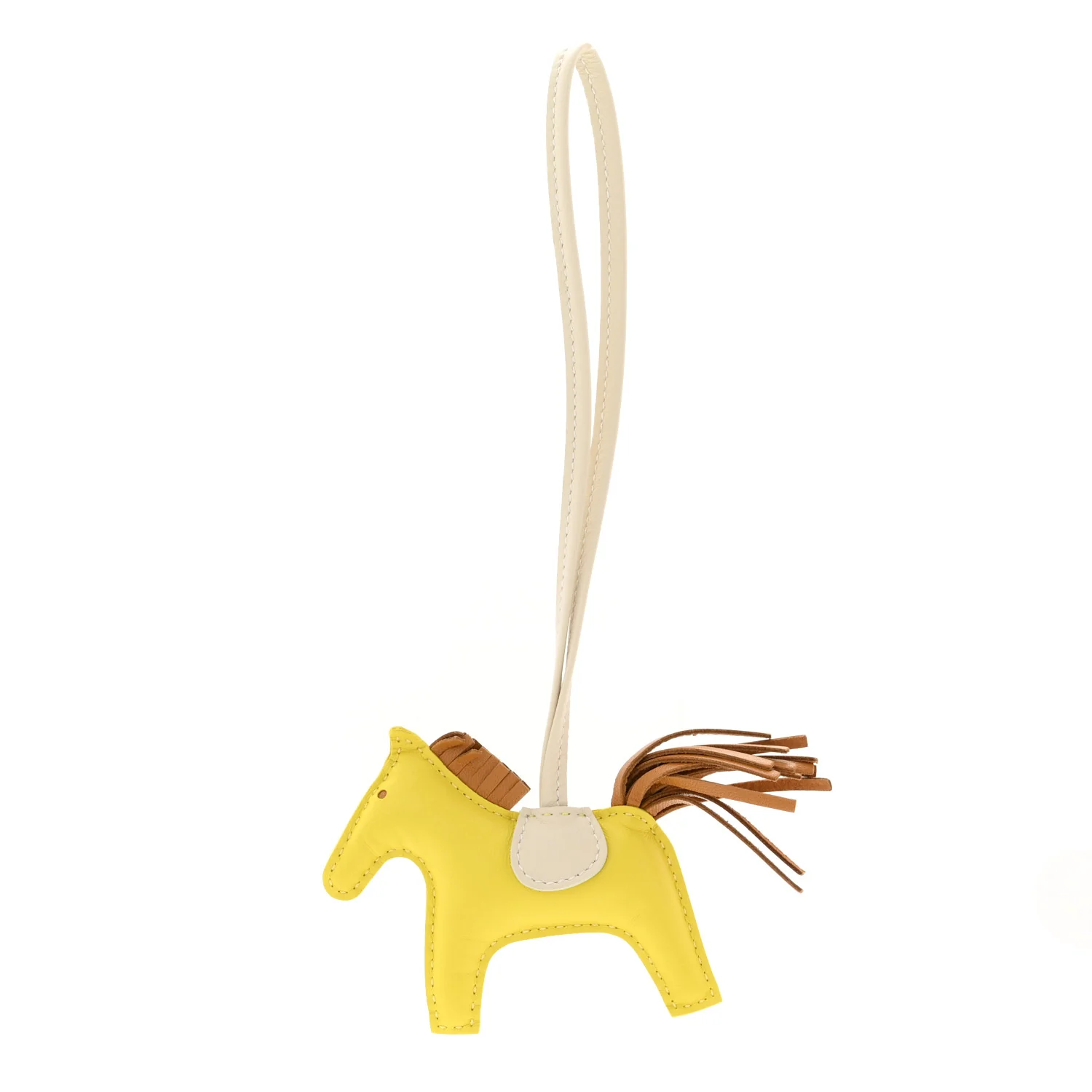 Milo Lambskin Grigri Rodeo Horse Bag Charm PM Lime Sesame Craie