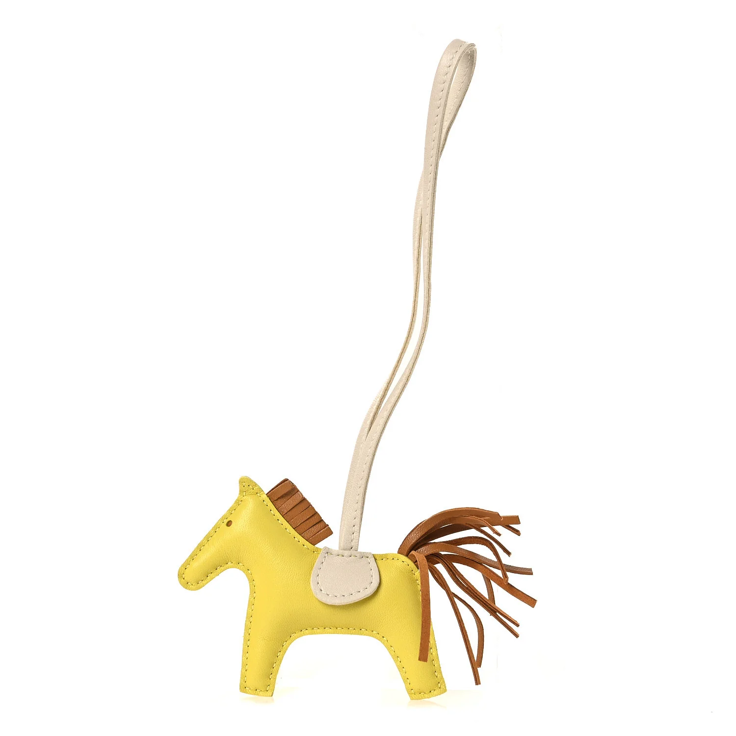 Milo Lambskin Grigri Rodeo Horse Bag Charm PM Lime Sesame Craie