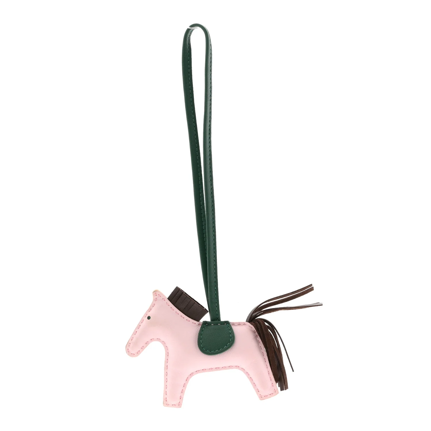 Milo Lambskin Grigri Rodeo Horse Bag Charm PM Rose Darling Chocolate Vert Moyen