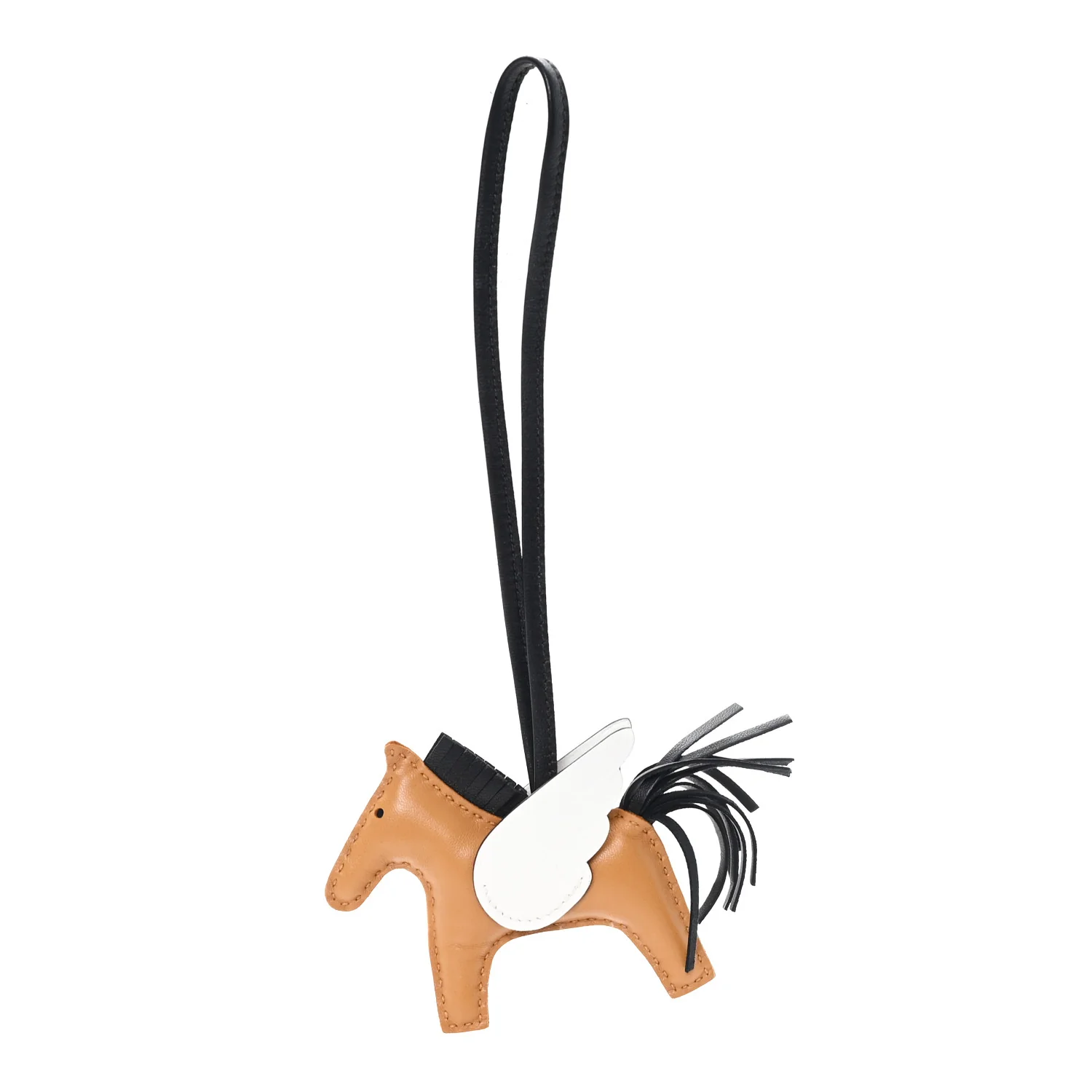 Milo Lambskin Grigri Rodeo Pegase Horse Bag Charm PM Sesame Black Nata