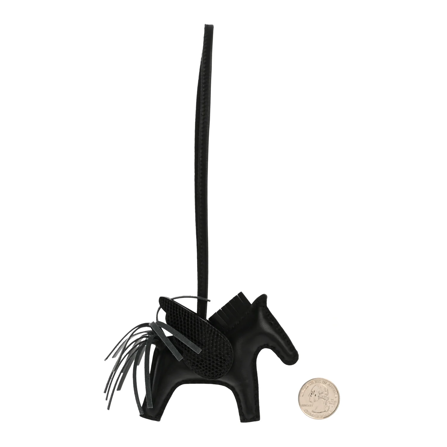 Milo Lambskin Lizard Touch Grigri Rodeo Pegase Horse Bag Charm PM So Black - Image 2