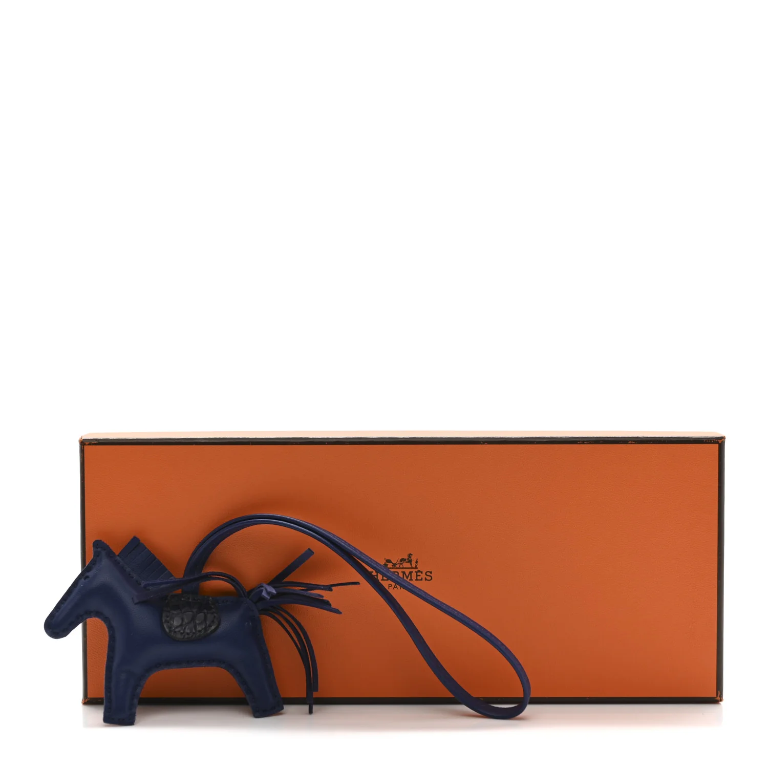 Milo Lambskin Matte Alligator Touch Grigri Rodeo Horse Bag Charm PM Bleu Saphir Marine - Image 5