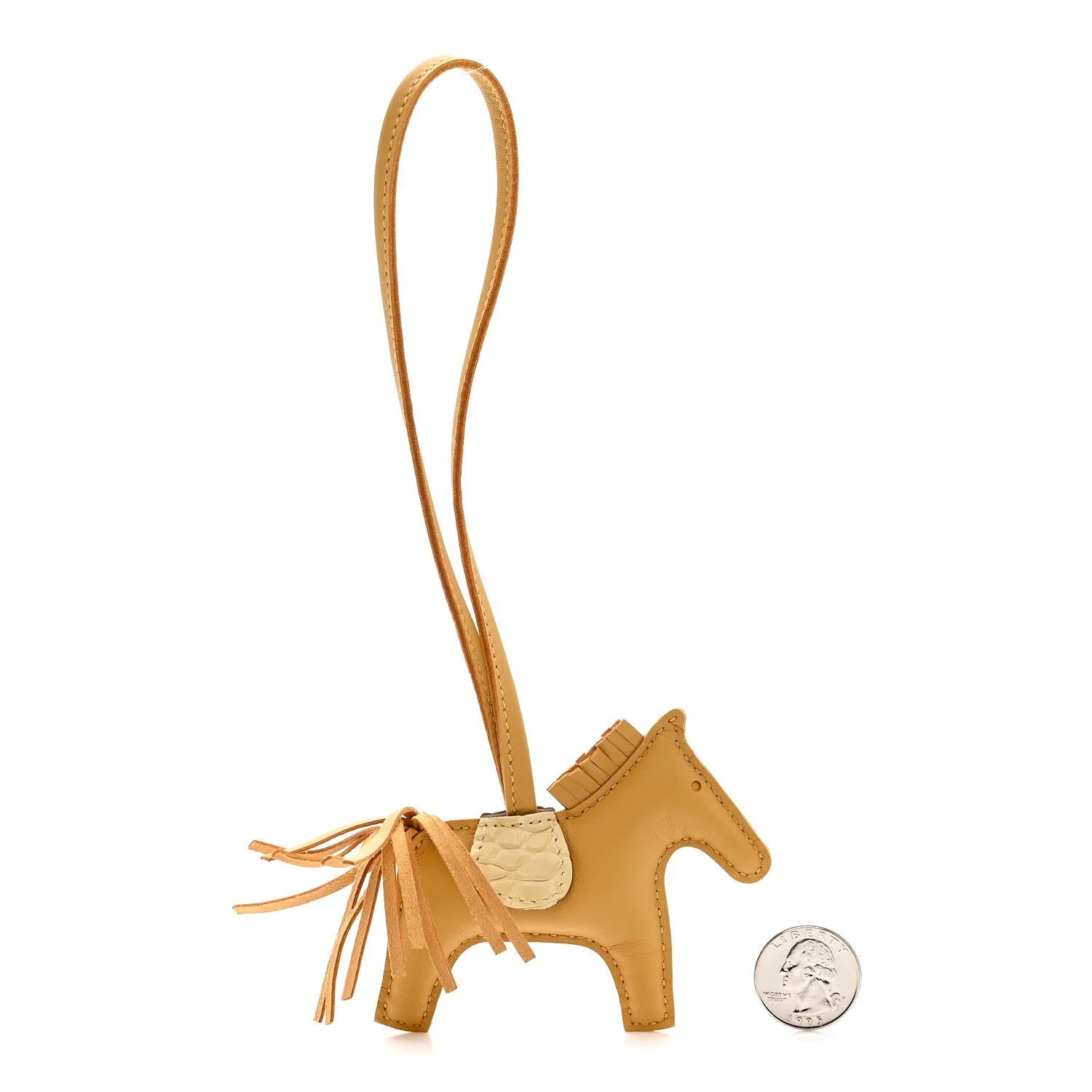 Milo Lambskin Matte Alligator Touch Grigri Rodeo Horse Bag Charm PM Paille Vanille - Image 2