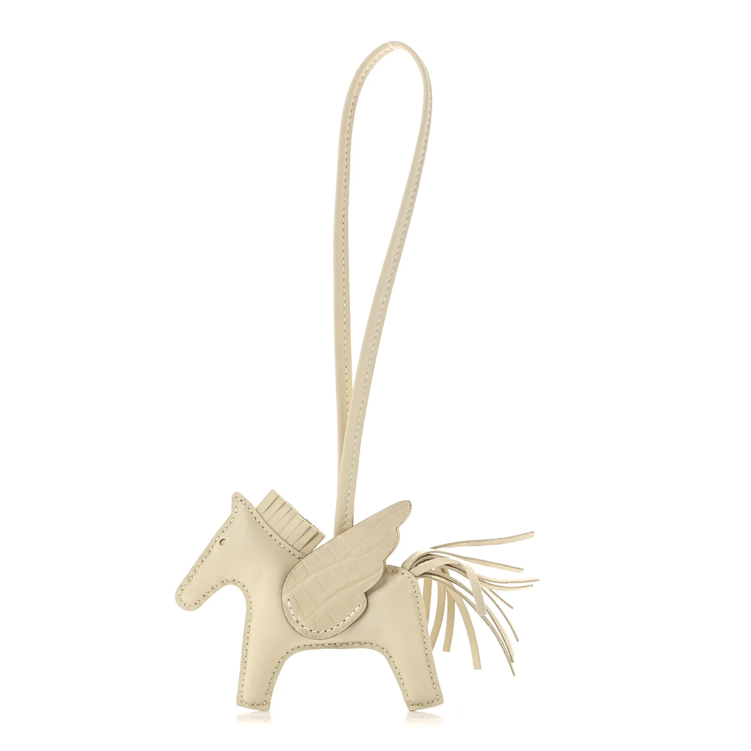 Milo Lambskin Matte Alligator Touch Grigri Rodeo Pegase Horse Bag Charm PM Craie Nata Beton
