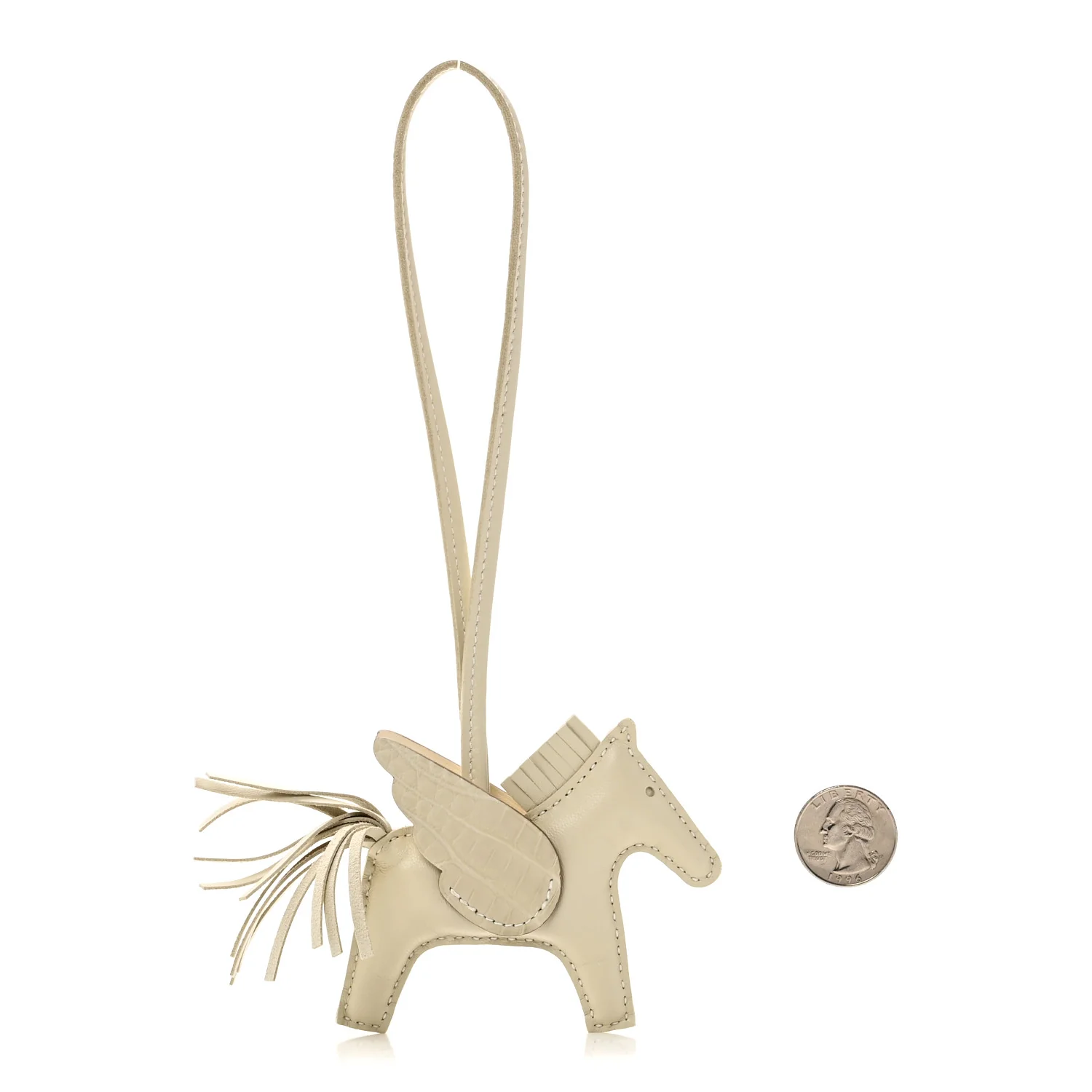 Milo Lambskin Matte Alligator Touch Grigri Rodeo Pegase Horse Bag Charm PM Craie Nata Beton - Image 2