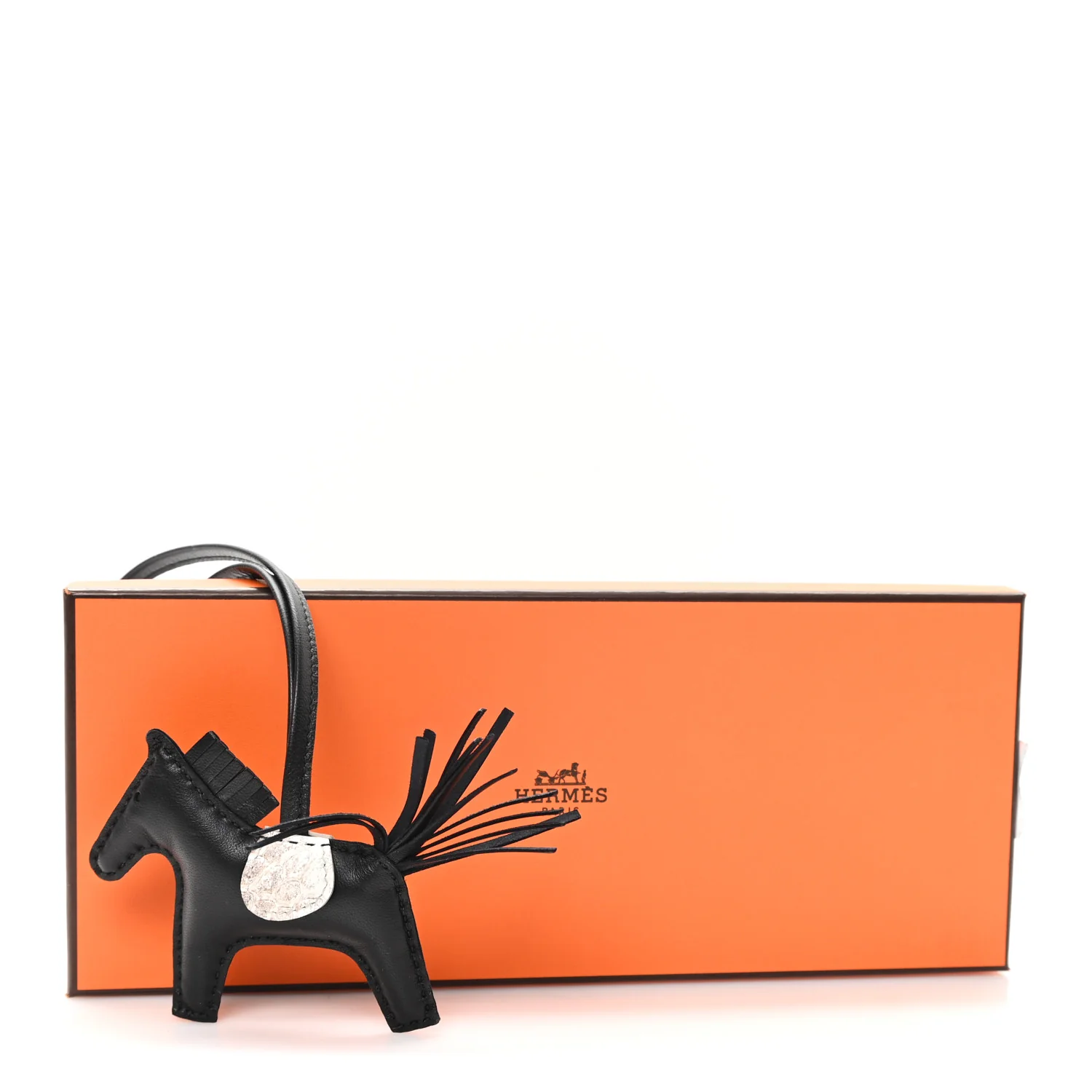 Milo Lambskin Matte Niloticus Crocodile Himalaya Touch Grigri Rodeo Horse Bag Charm PM Black White - Image 4