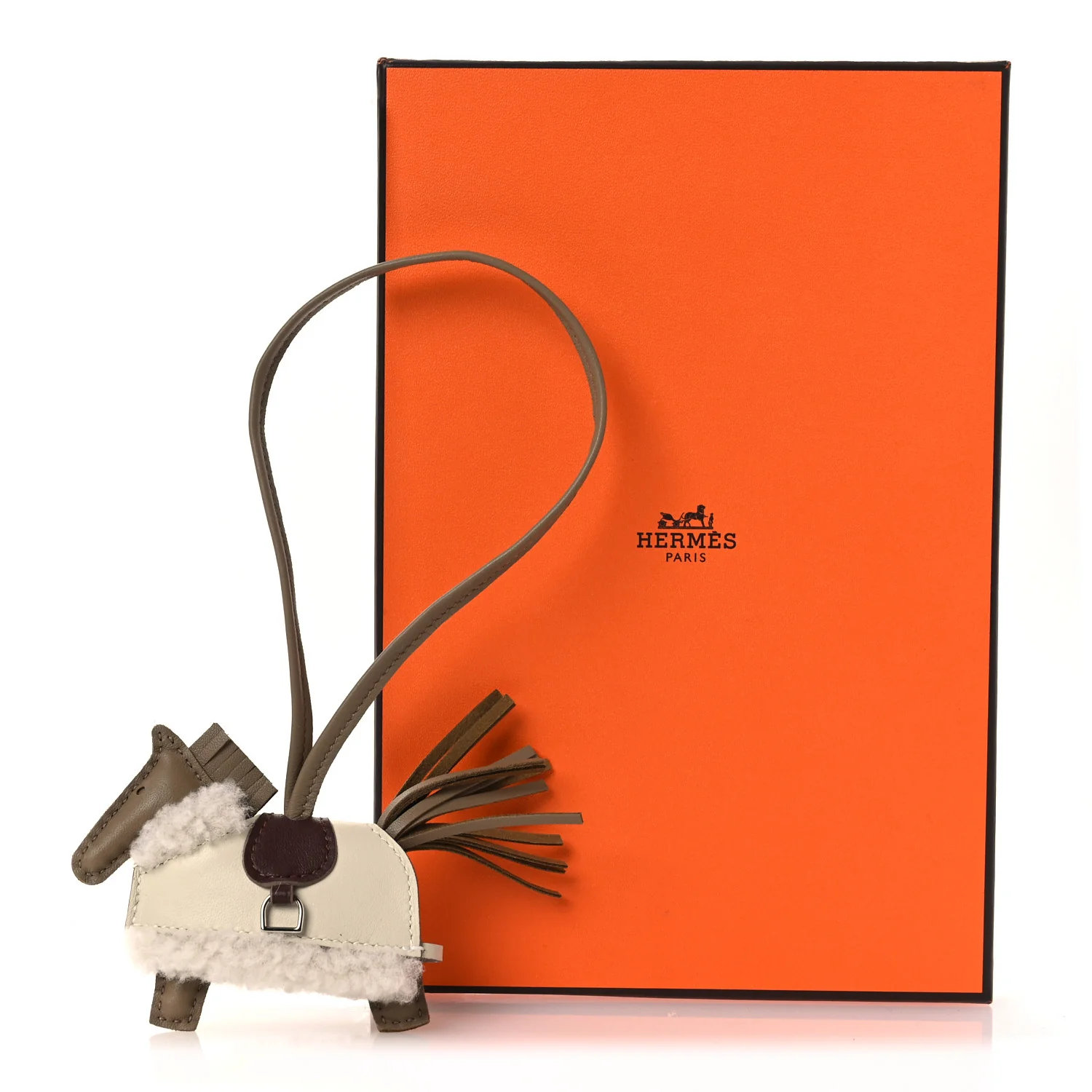 Milo Lambskin Merinos Wool Grigri Rodeo Robeo Plush Bag Charm PM Beige Marfa Terre Craie Ecru - Image 5