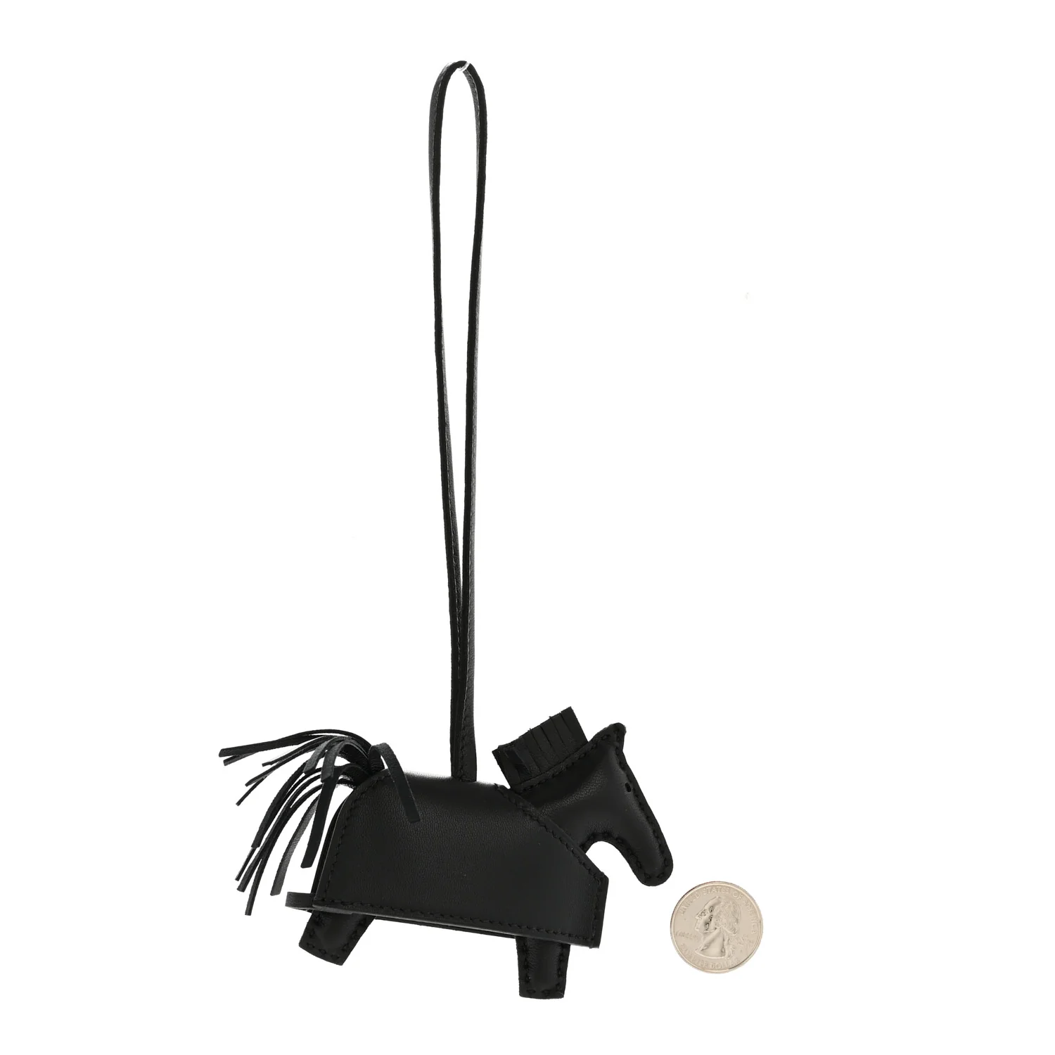 Milo Lambskin Studded Grigri Rodeo Robeo Rock Horse Bag Charm PM Black - Image 2