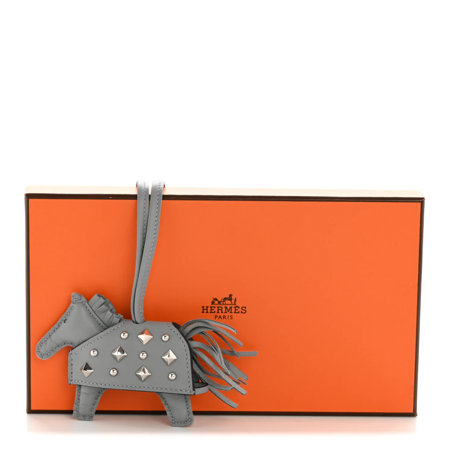 Milo Lambskin Studded Grigri Rodeo Robeo Rock Horse Bag Charm PM Gris Pantin - Image 5