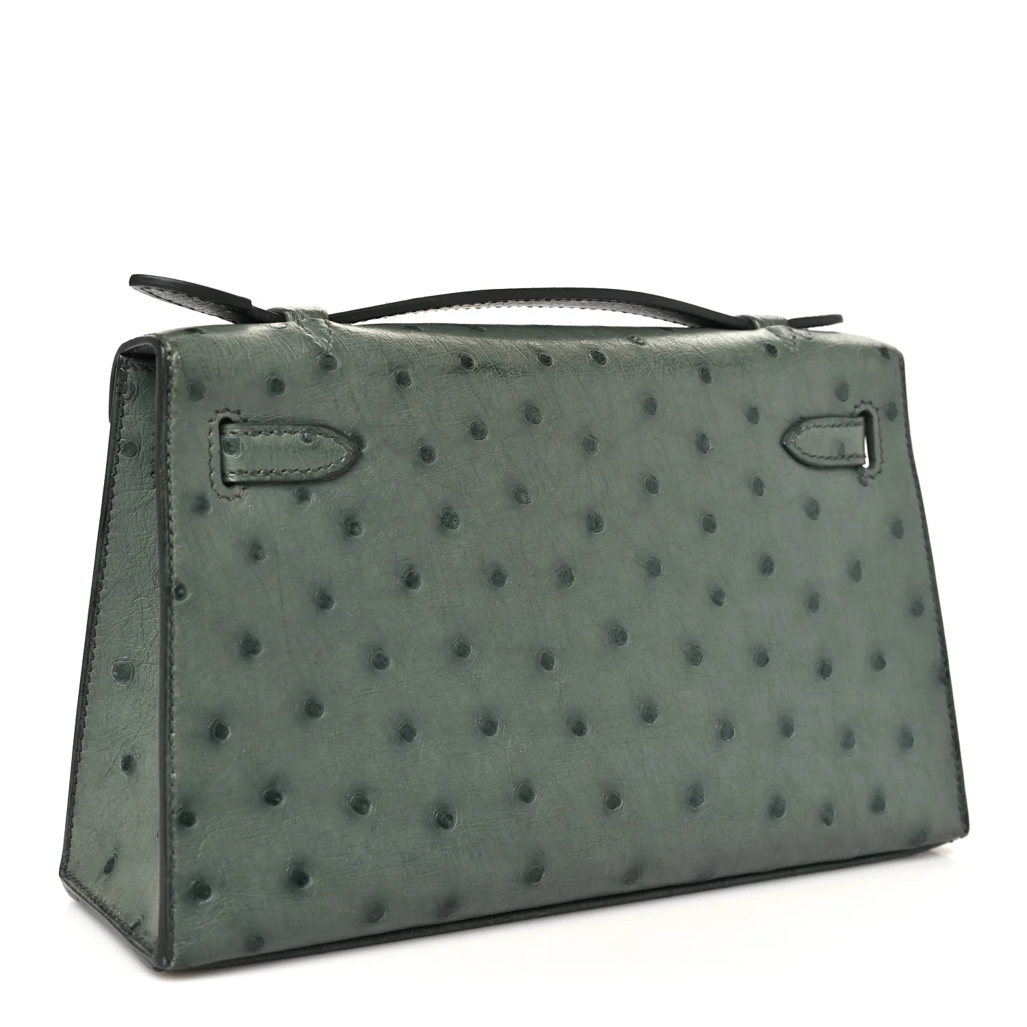 Ostrich Kelly Pochette Vert Amande - Image 4