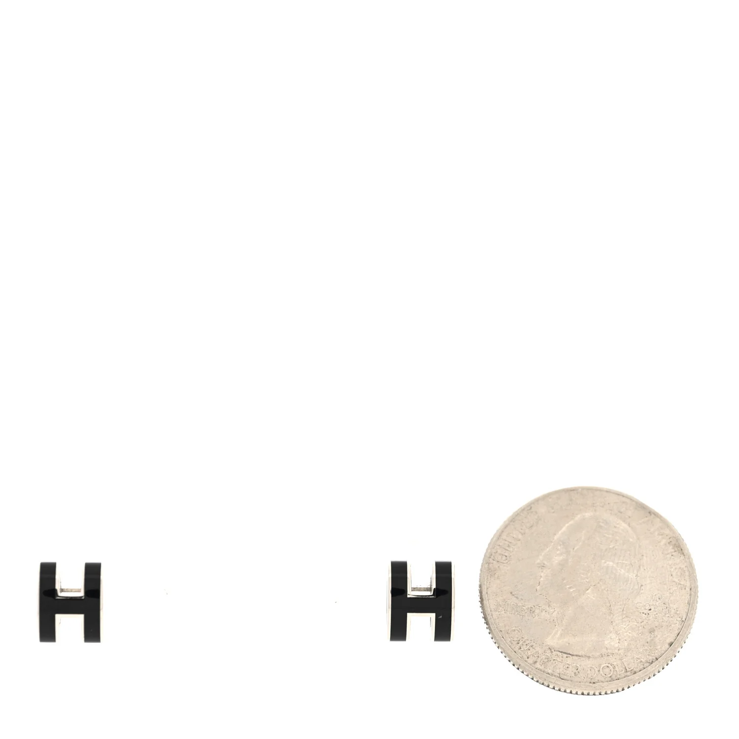 Palladium Lacquered Mini Pop H Earrings Black - Image 2