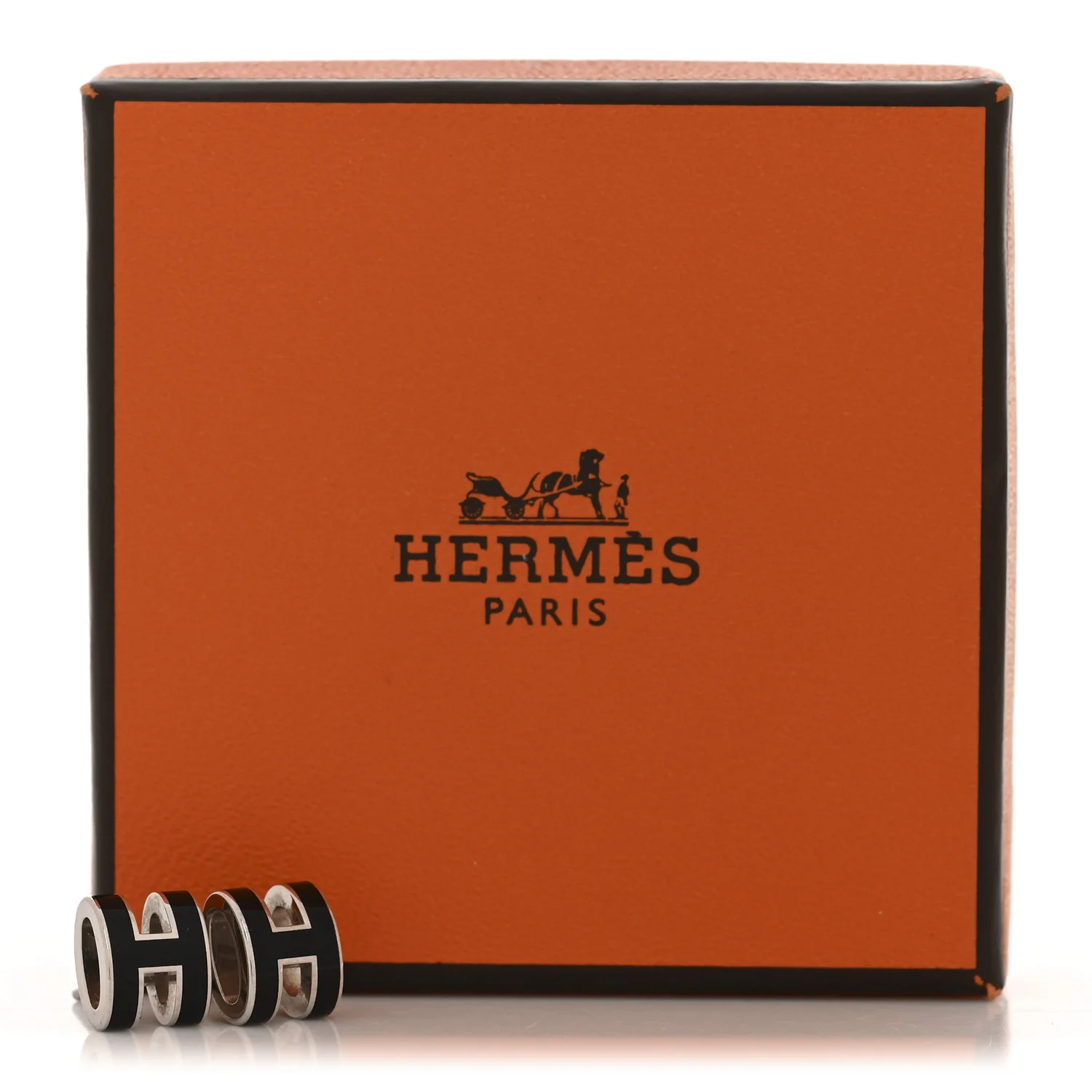 Palladium Lacquered Mini Pop H Earrings Black - Image 7