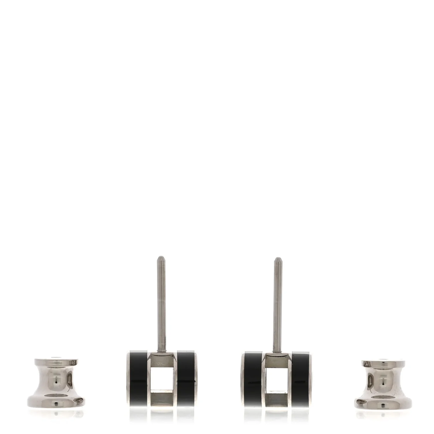 Palladium Lacquered Mini Pop H Earrings Black - Image 3