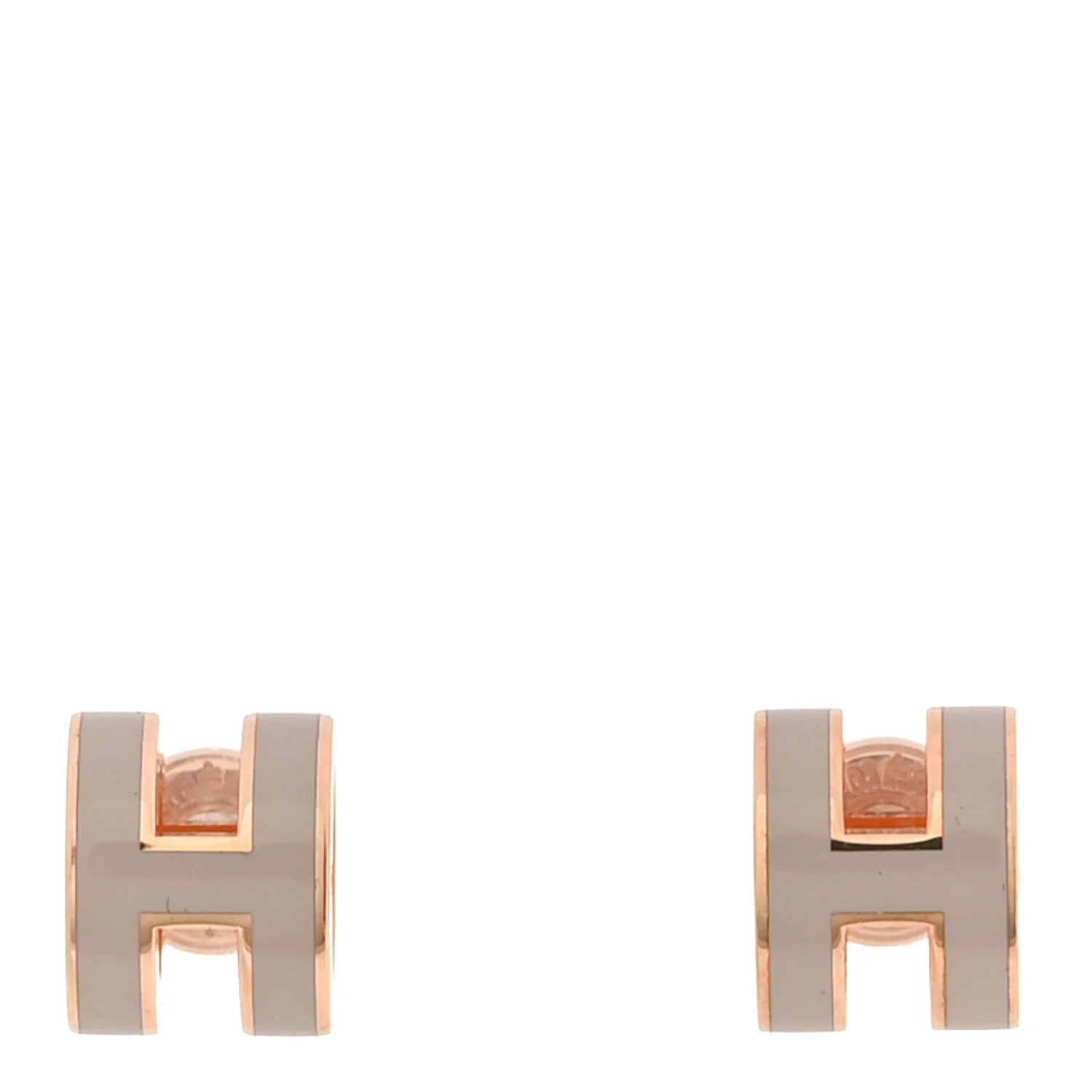 Rose Gold Lacquered Mini Pop H Earrings Marron Glace