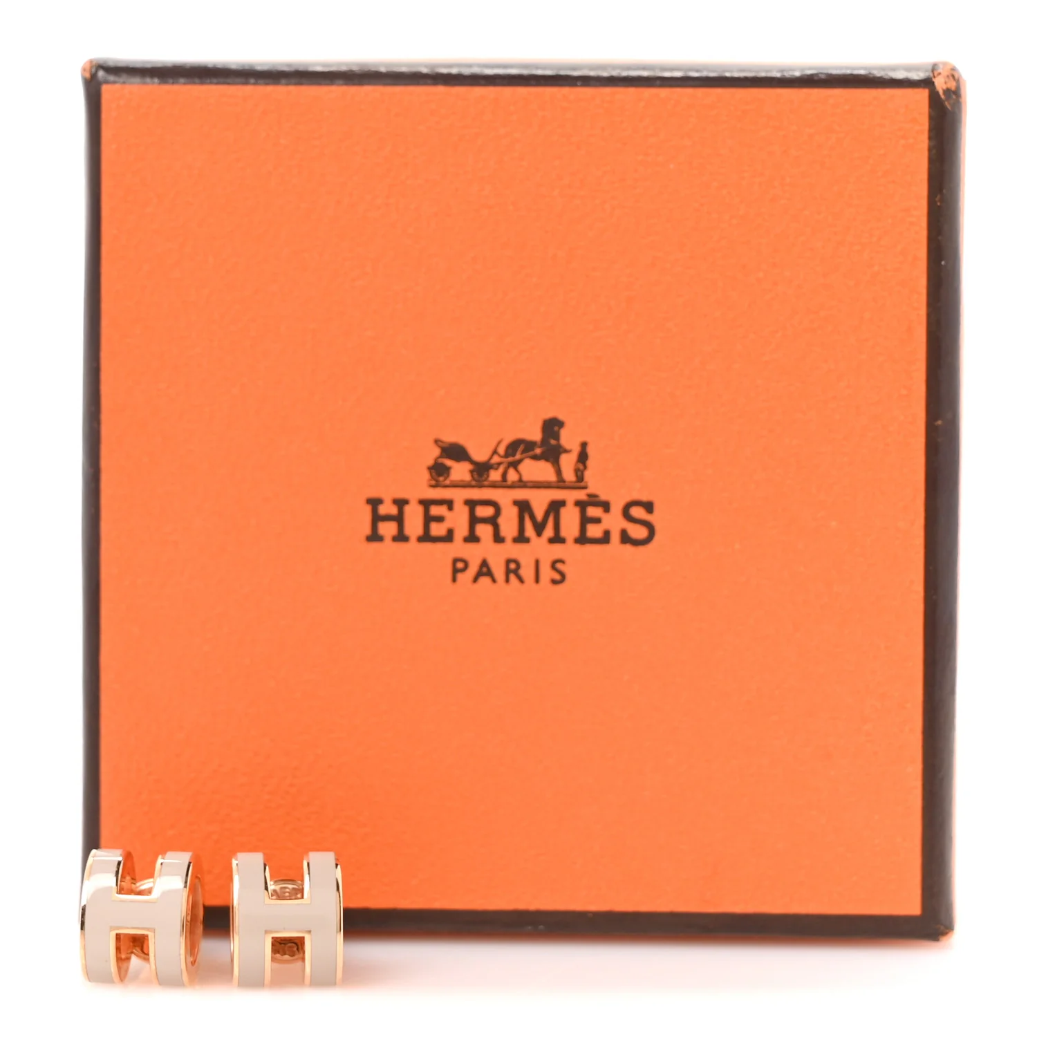 Rose Gold Lacquered Mini Pop H Earrings Marron Glace - Image 5