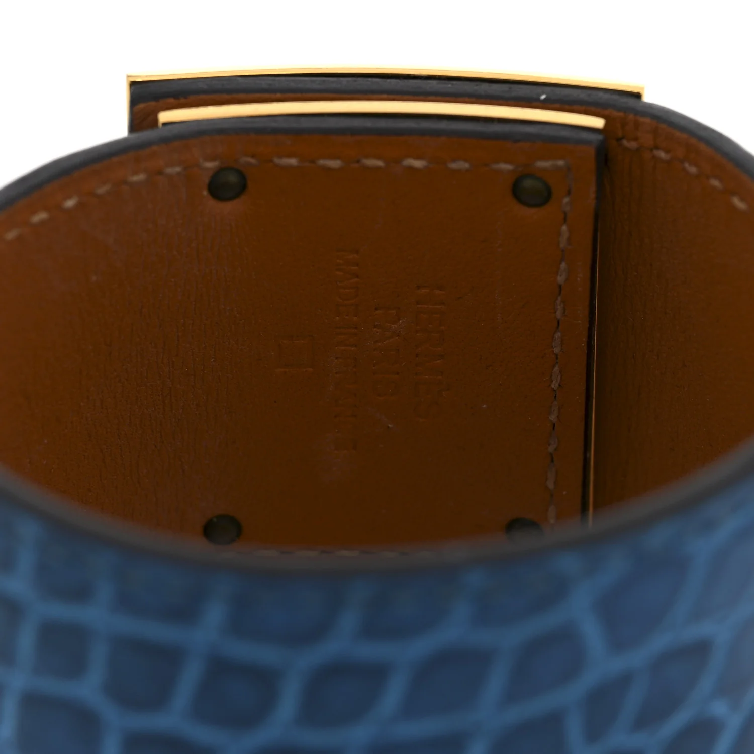 Shiny Alligator  Kelly Dog Cuff S Bleu Izmir - Image 4