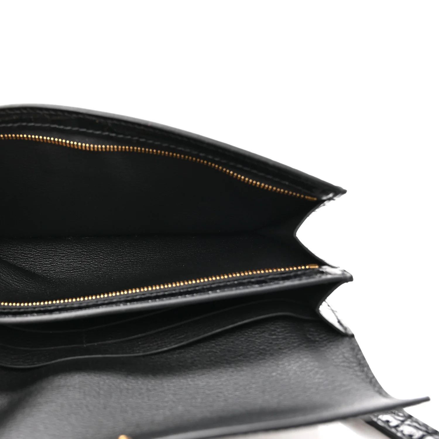 Shiny Alligator Kelly Pocket Long Wallet Black - Image 6