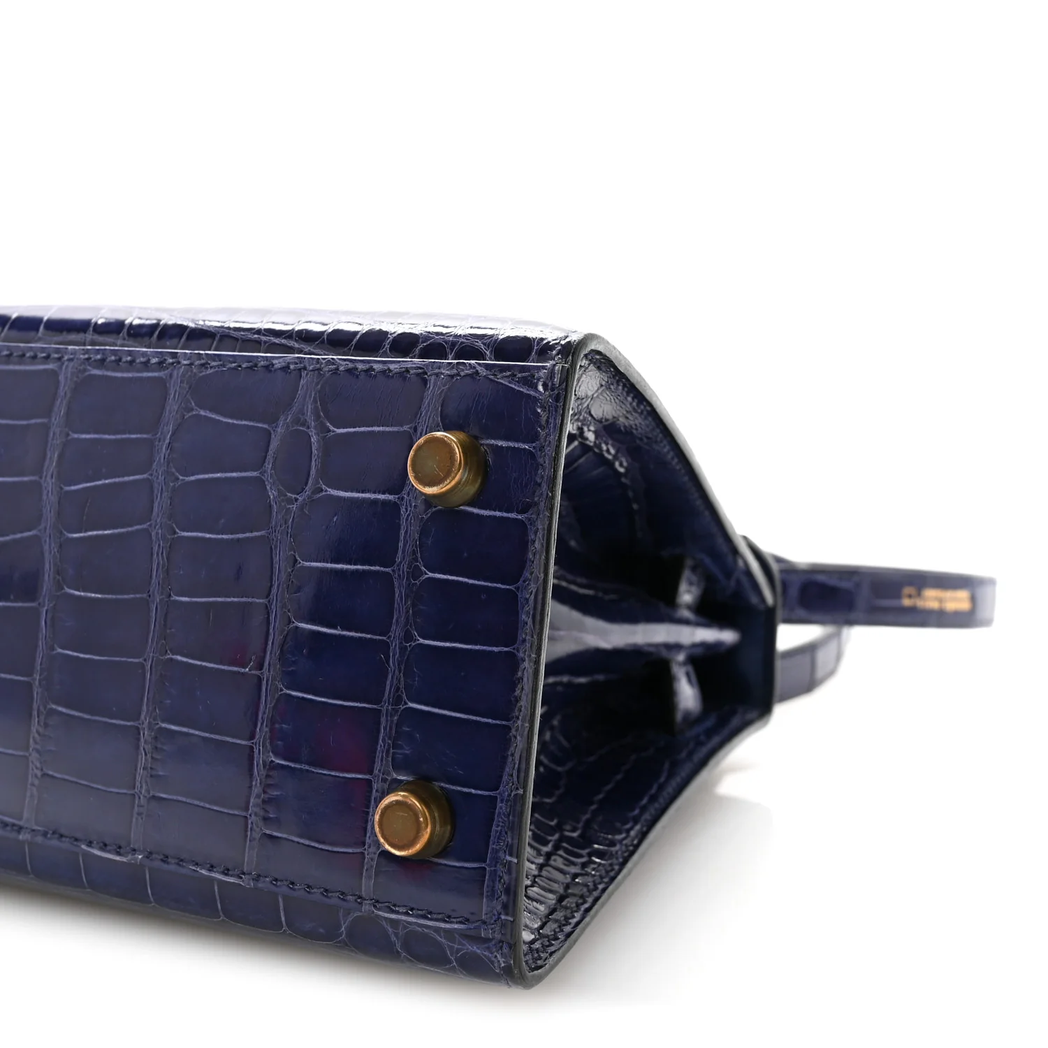 Shiny Alligator Mini Kelly Sellier 20 Bleu Roi - Image 10