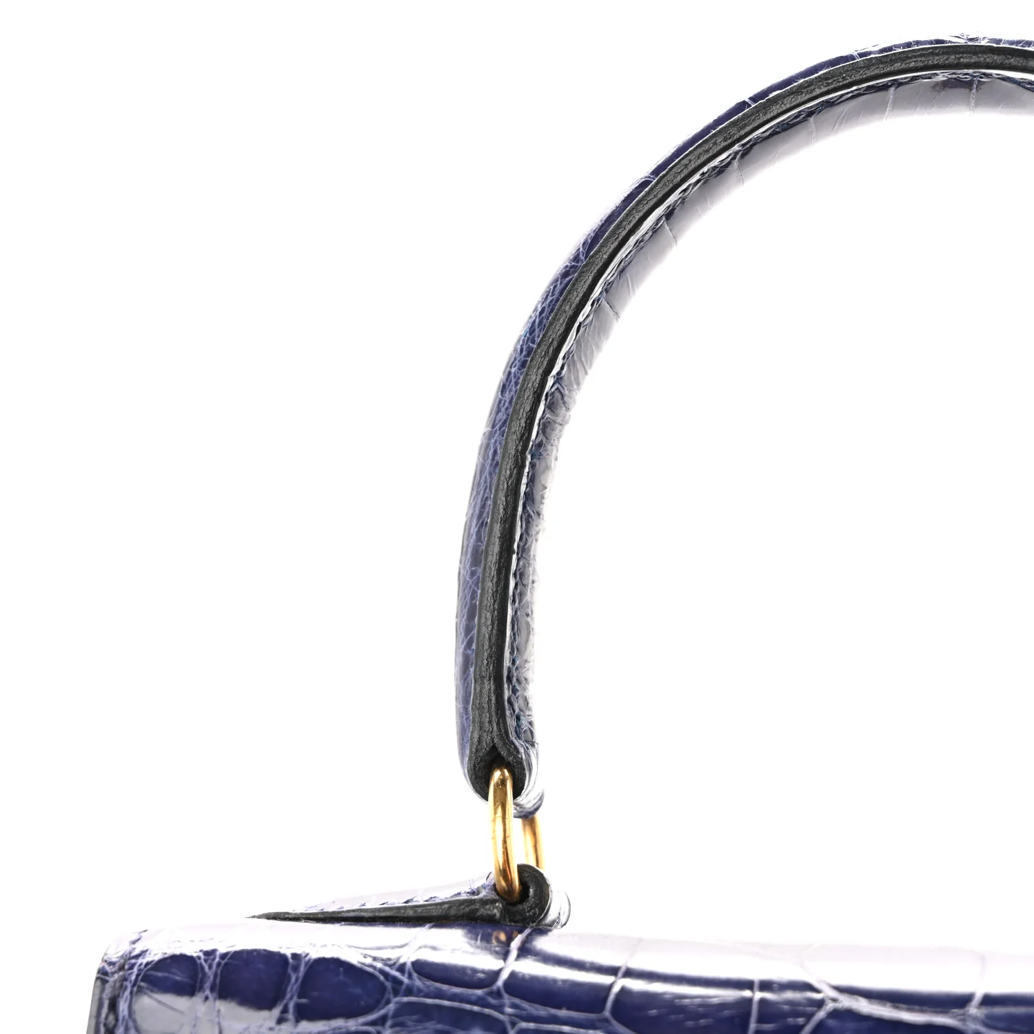 Shiny Alligator Mini Kelly Sellier 20 Bleu Roi - Image 12
