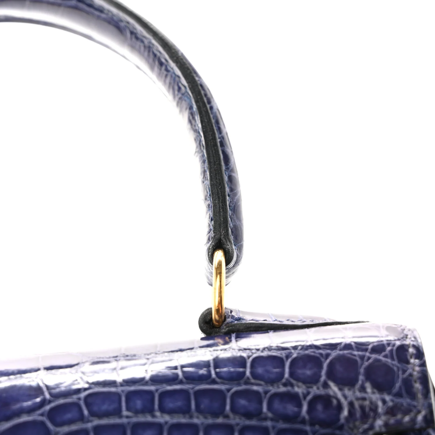 Shiny Alligator Mini Kelly Sellier 20 Bleu Roi - Image 16
