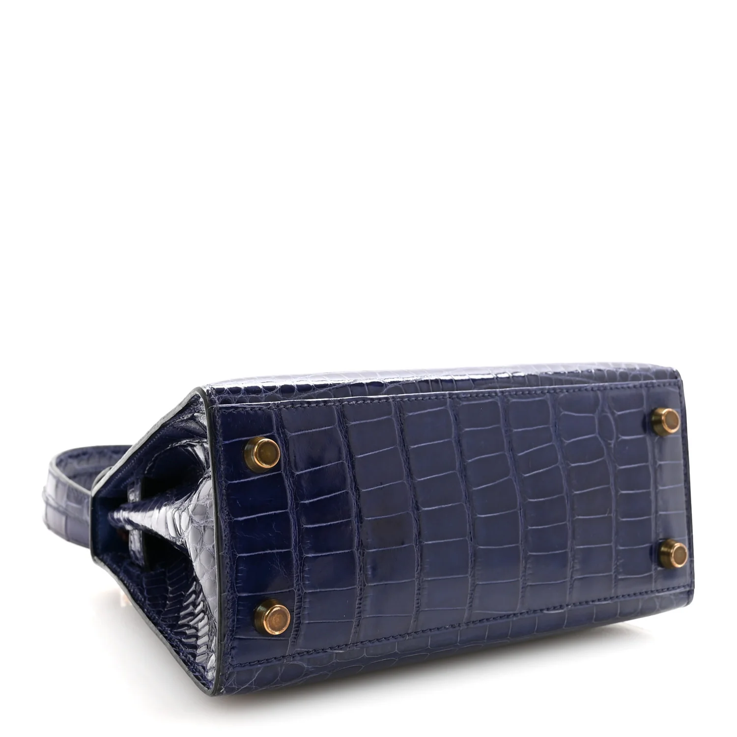 Shiny Alligator Mini Kelly Sellier 20 Bleu Roi - Image 4