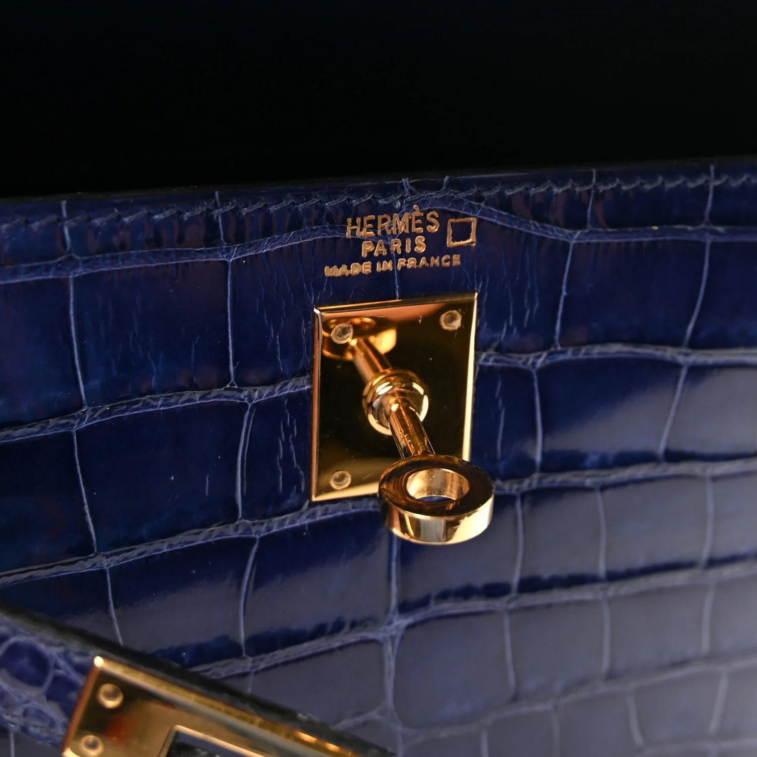 Shiny Alligator Mini Kelly Sellier 20 Bleu Roi - Image 6