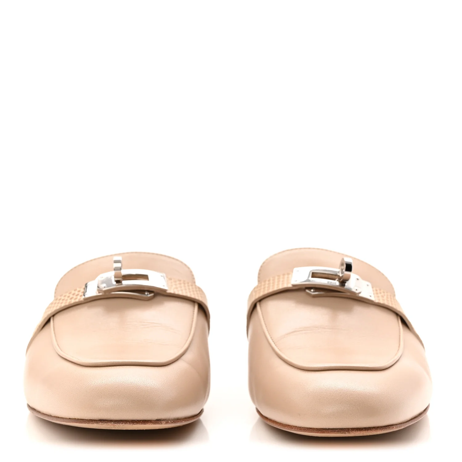 Shiny Lizard Calfskin Oz Mules 40 Beige Sarrazin - Image 3
