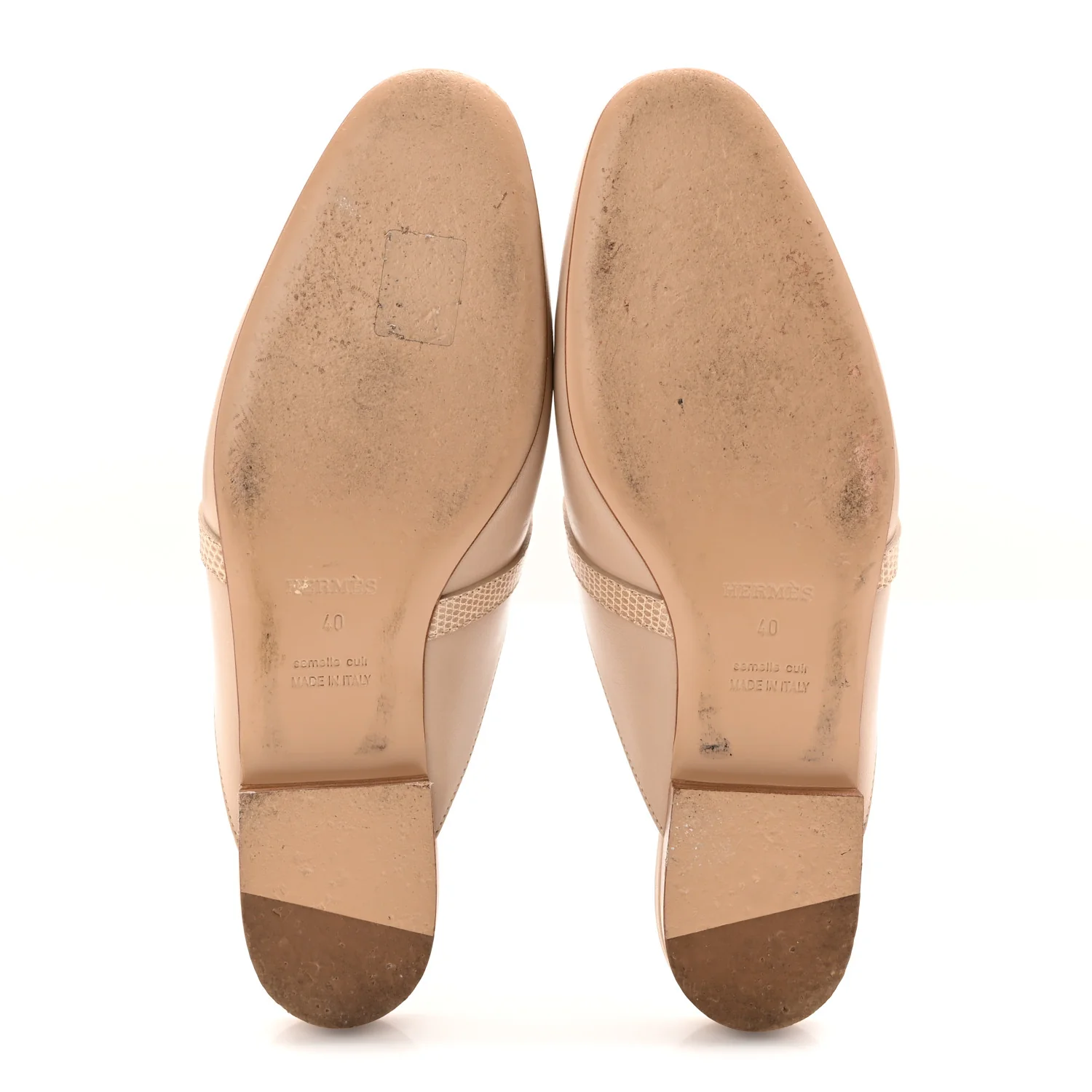 Shiny Lizard Calfskin Oz Mules 40 Beige Sarrazin - Image 6