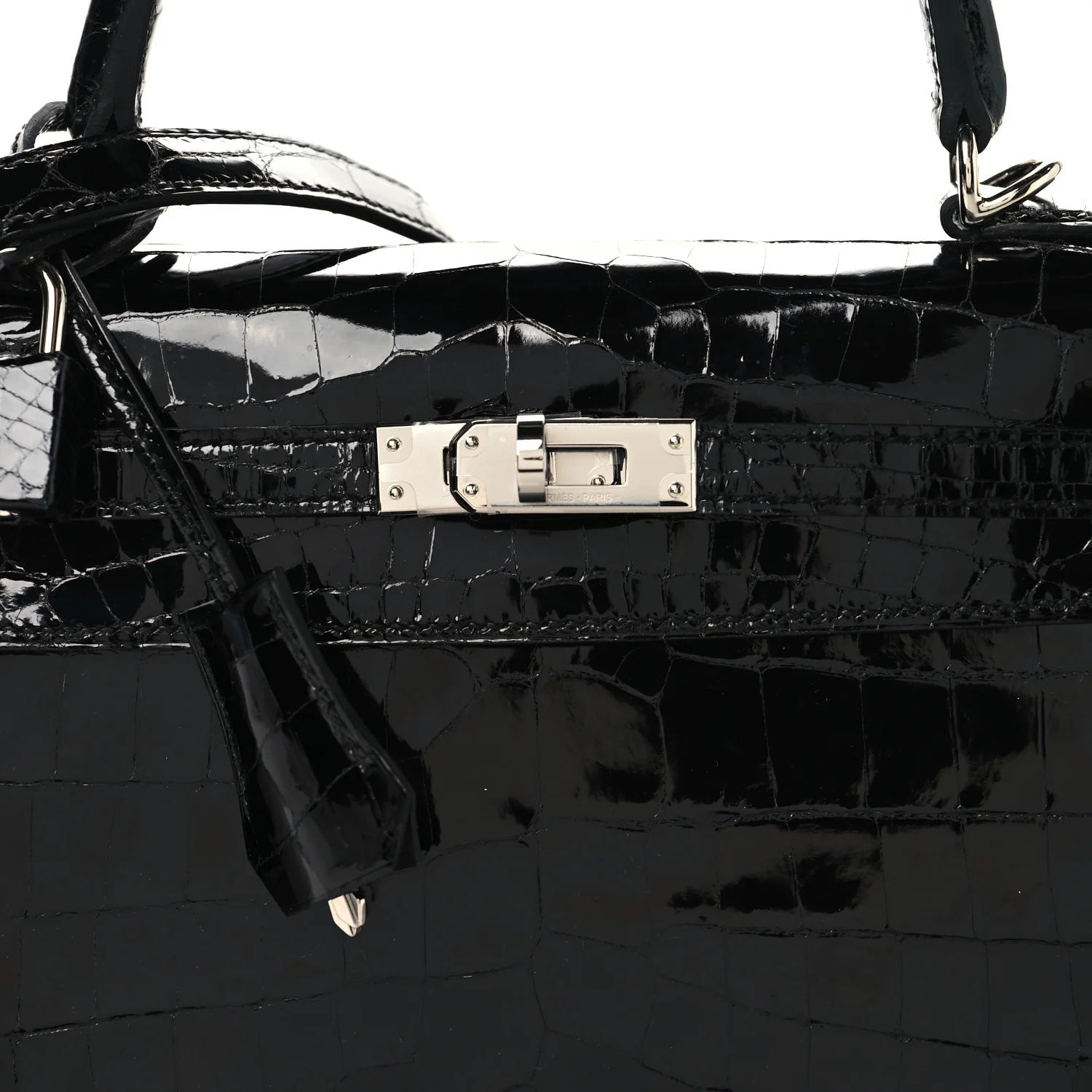 Shiny Niloticus Crocodile Kelly Sellier 25 Black - Image 7
