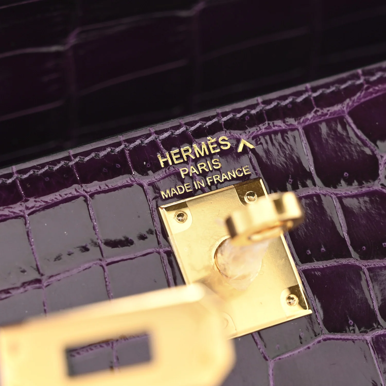 Shiny Porosus Crocodile Kelly Sellier 25 Amethyst - Image 6