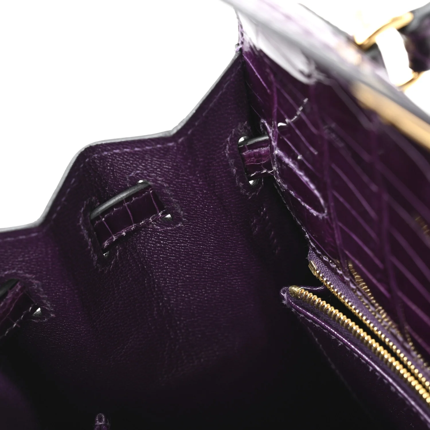 Shiny Porosus Crocodile Kelly Sellier 25 Amethyst - Image 7