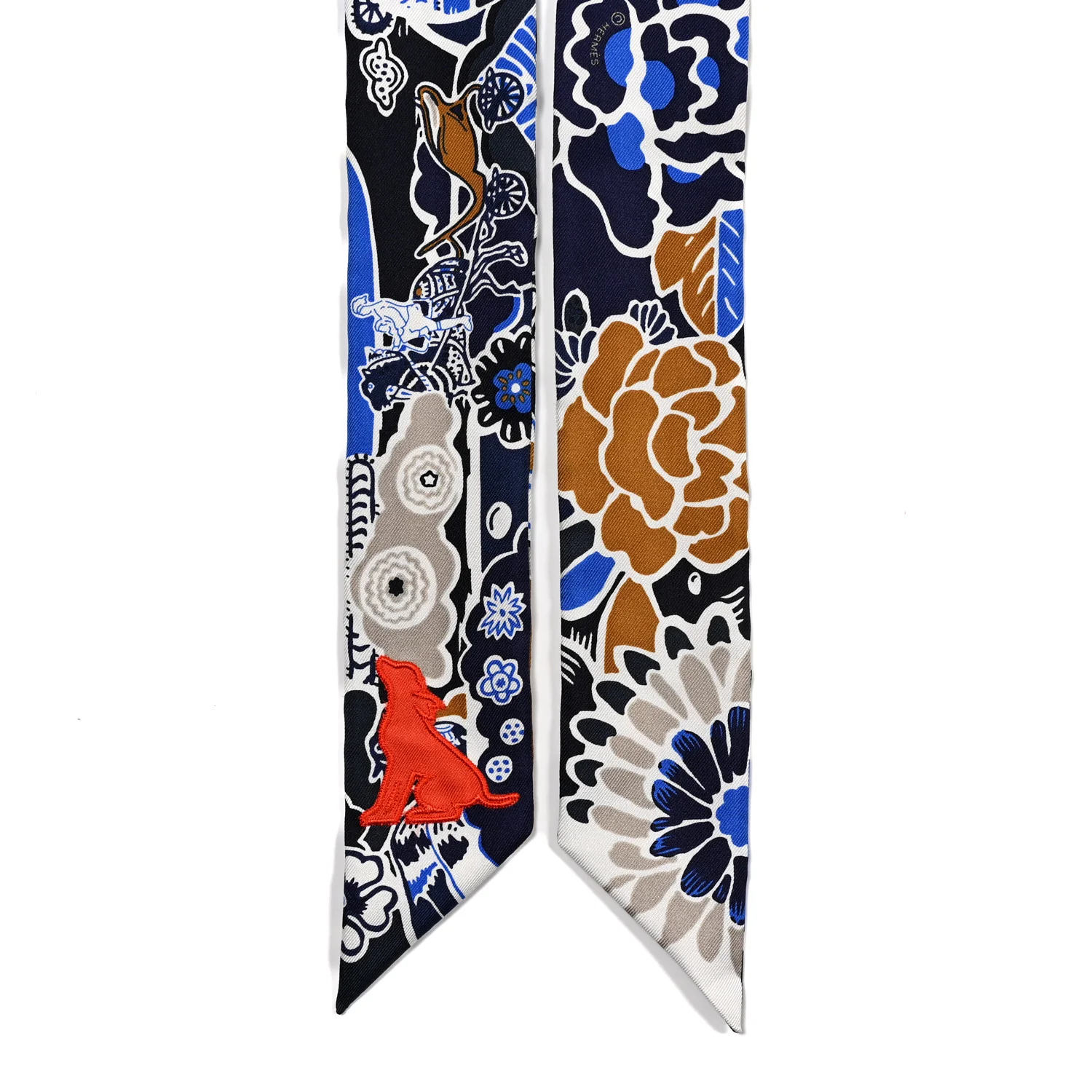 Silk Bingata Sticker Twilly Marine Tabac Bleu Vif - Image 2