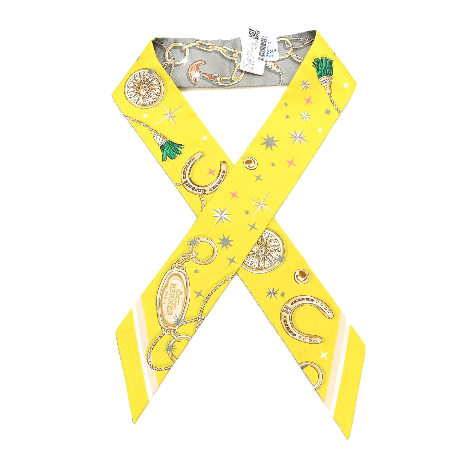 Silk C'est la Fete Twilly Jaune Vif Vert Gris