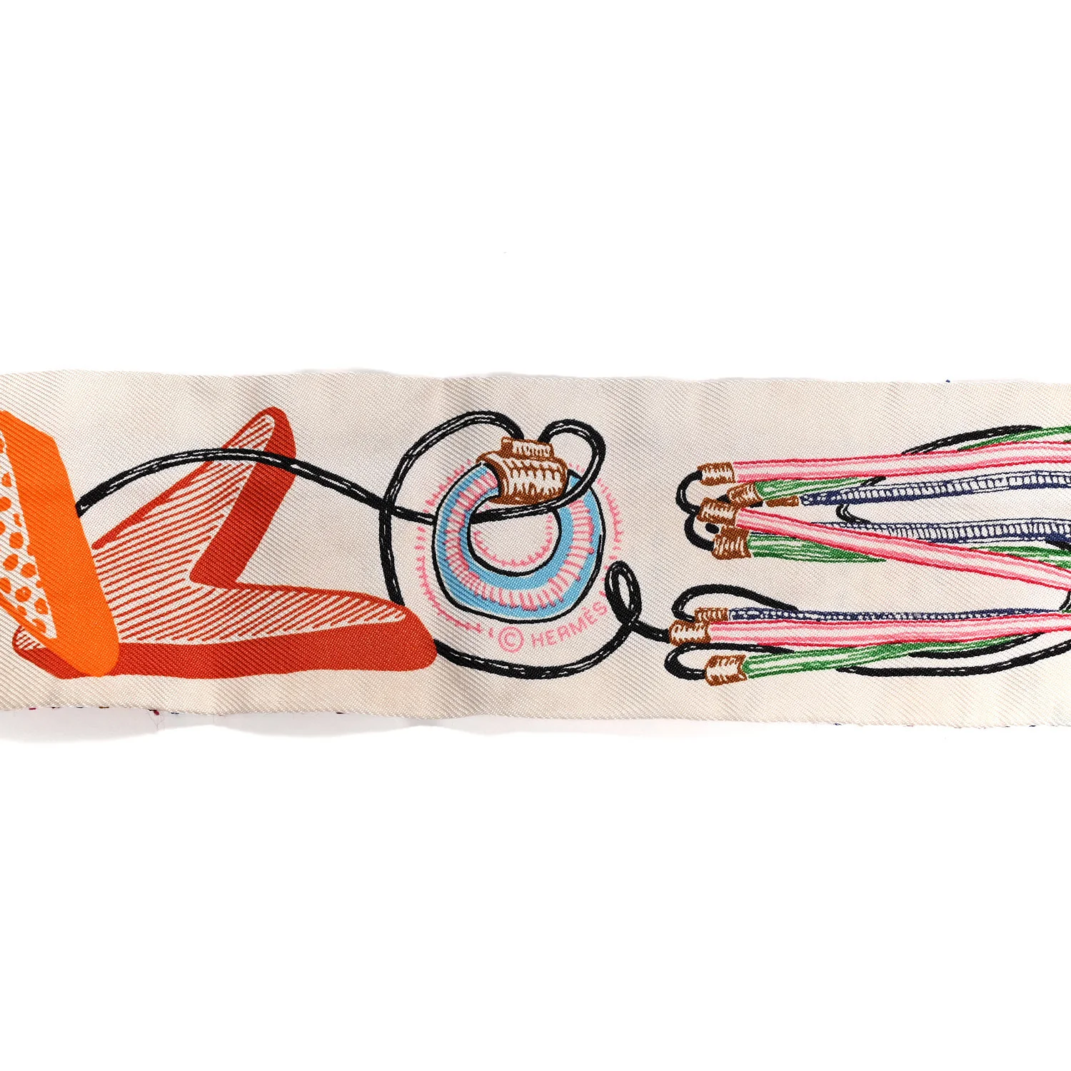 Silk Chevaloscope Neon Twilly White Bleu Rouge - Image 4
