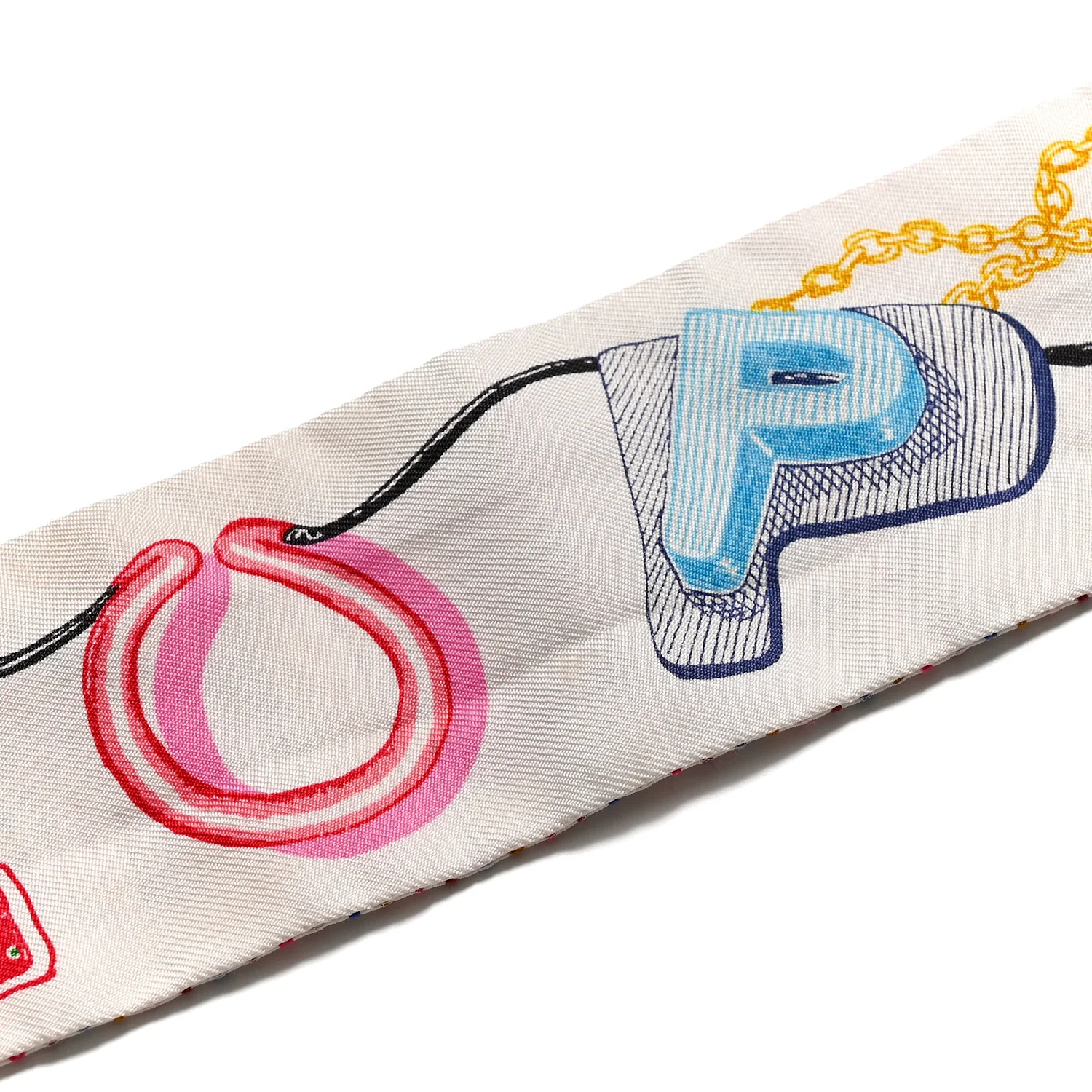 Silk Chevaloscope Neon Twilly White Bleu Rouge - Image 6