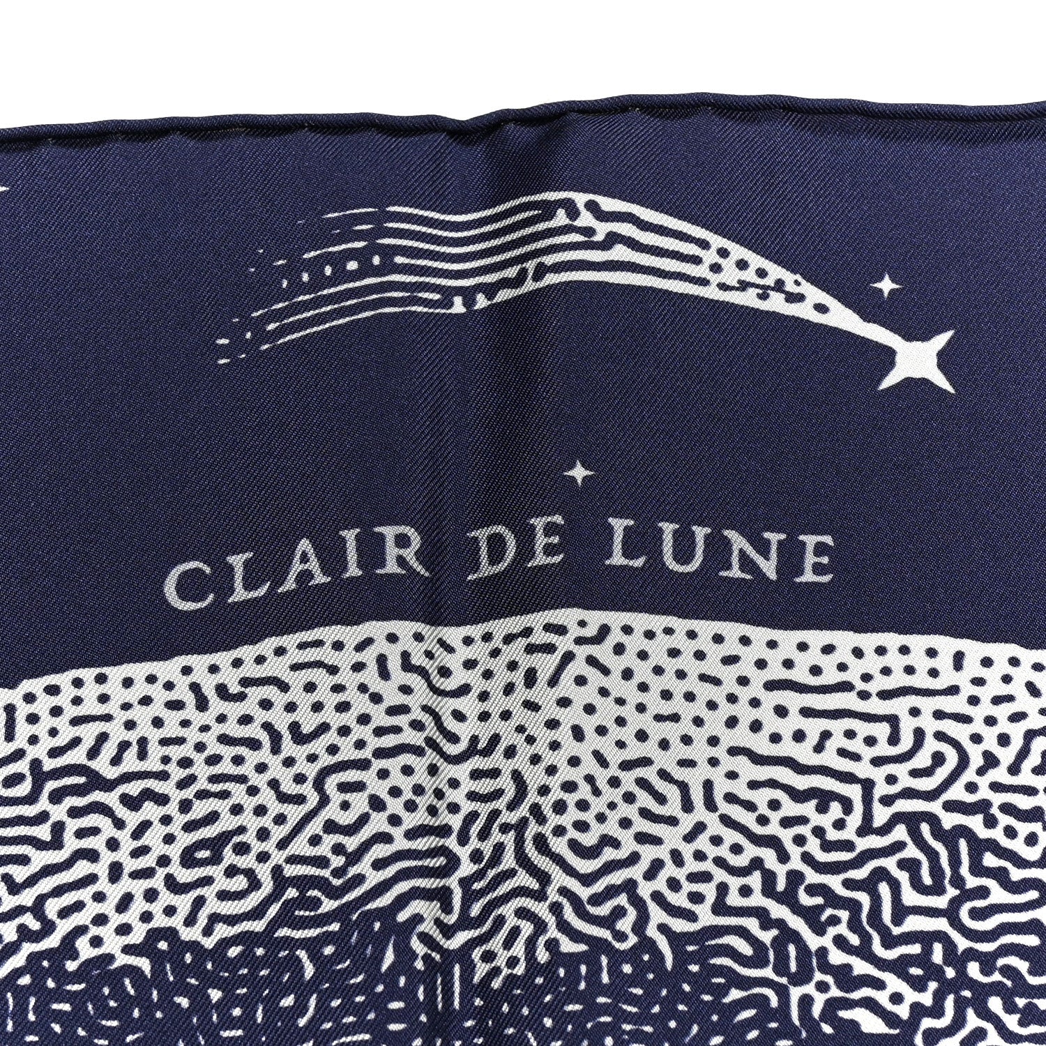 Silk Clair De Lune Double Face Scarf 90 Marine White Beige - Image 6